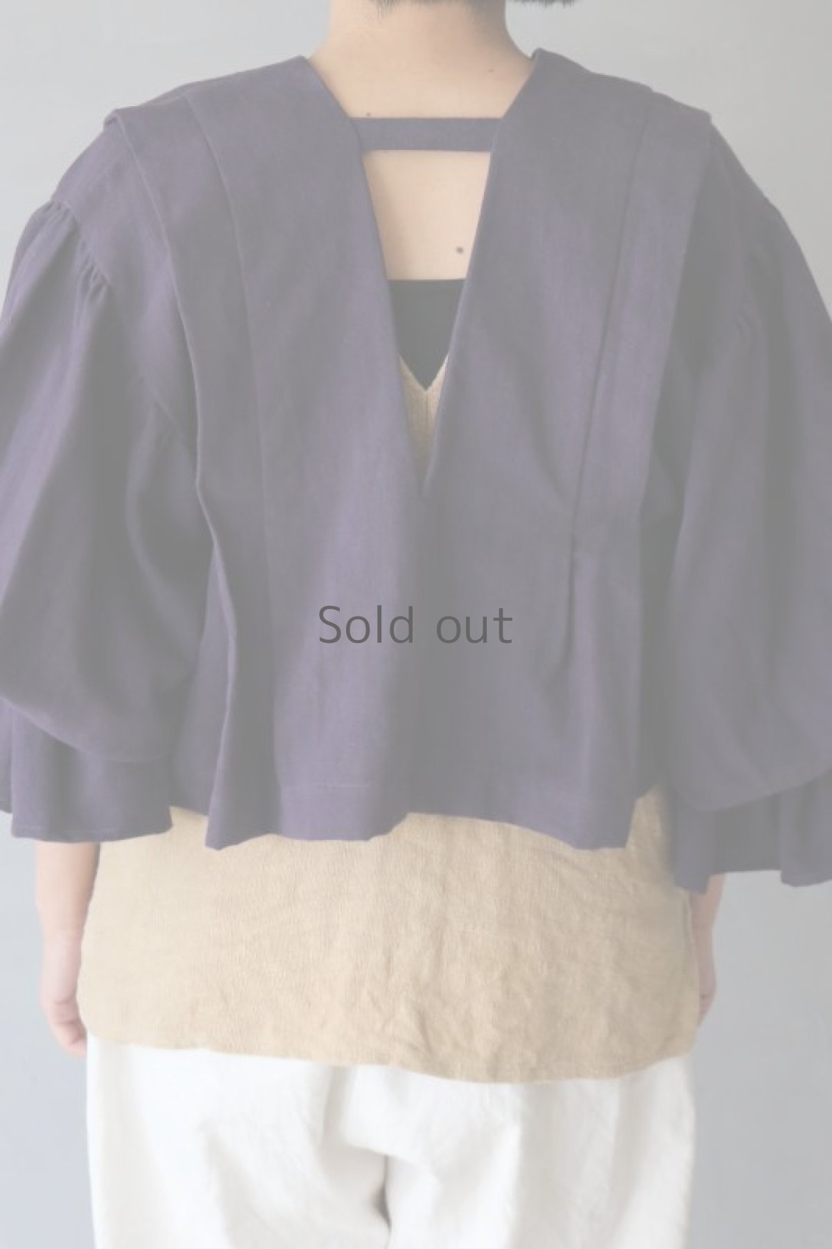 画像11: 【ササキチホ】ヴィンテージリネン　肩衣  ピエロ袖（葡萄色） (11)