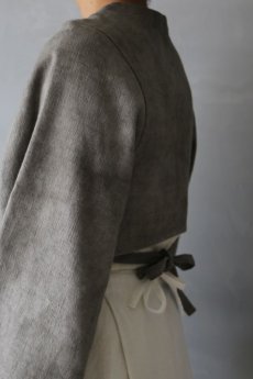 画像8: 【ササキチホ】アンティークリネン　短羽織　筒袖（墨染/紐付き） (8)