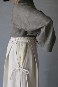 画像1: 【ササキチホ】アンティークリネン　短羽織　筒袖（墨染/紐付き） (1)