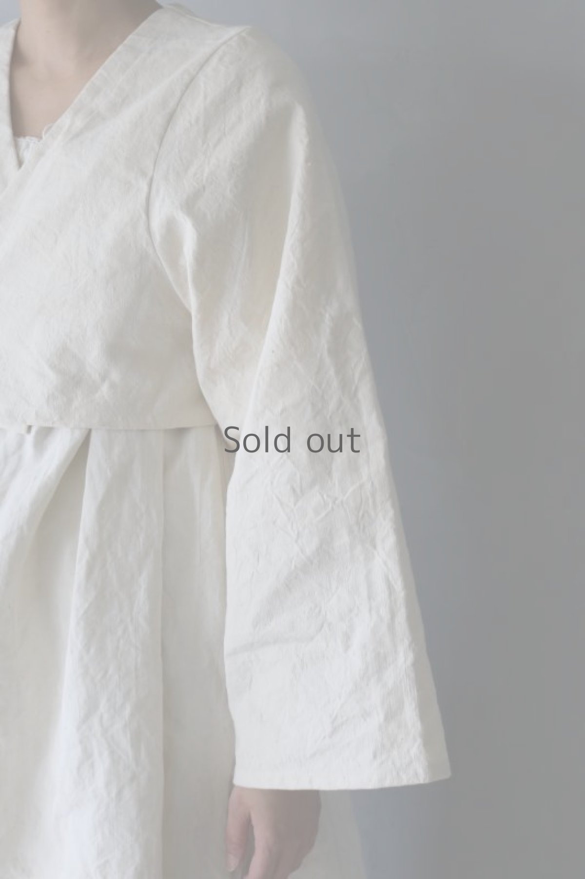 画像6: 【ササキチホ】アンティークリネン 短羽織 筒袖(白/紐付き) (6)