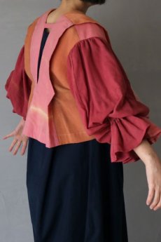 画像3: 【ササキチホ】古木綿　グラデーション　肩衣  ピエロ袖（オレンジ×ピンク） (3)