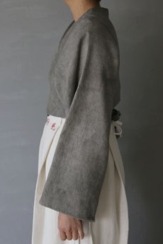 画像6: 【ササキチホ】アンティークリネン　短羽織　筒袖（墨染/紐付き） (6)