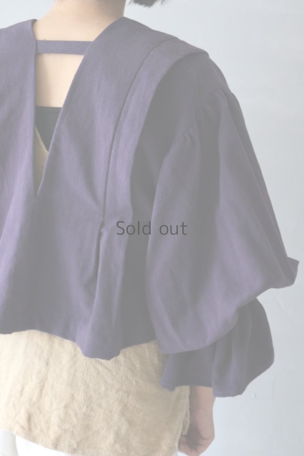 画像12: 【ササキチホ】ヴィンテージリネン　肩衣  ピエロ袖（葡萄色） (12)