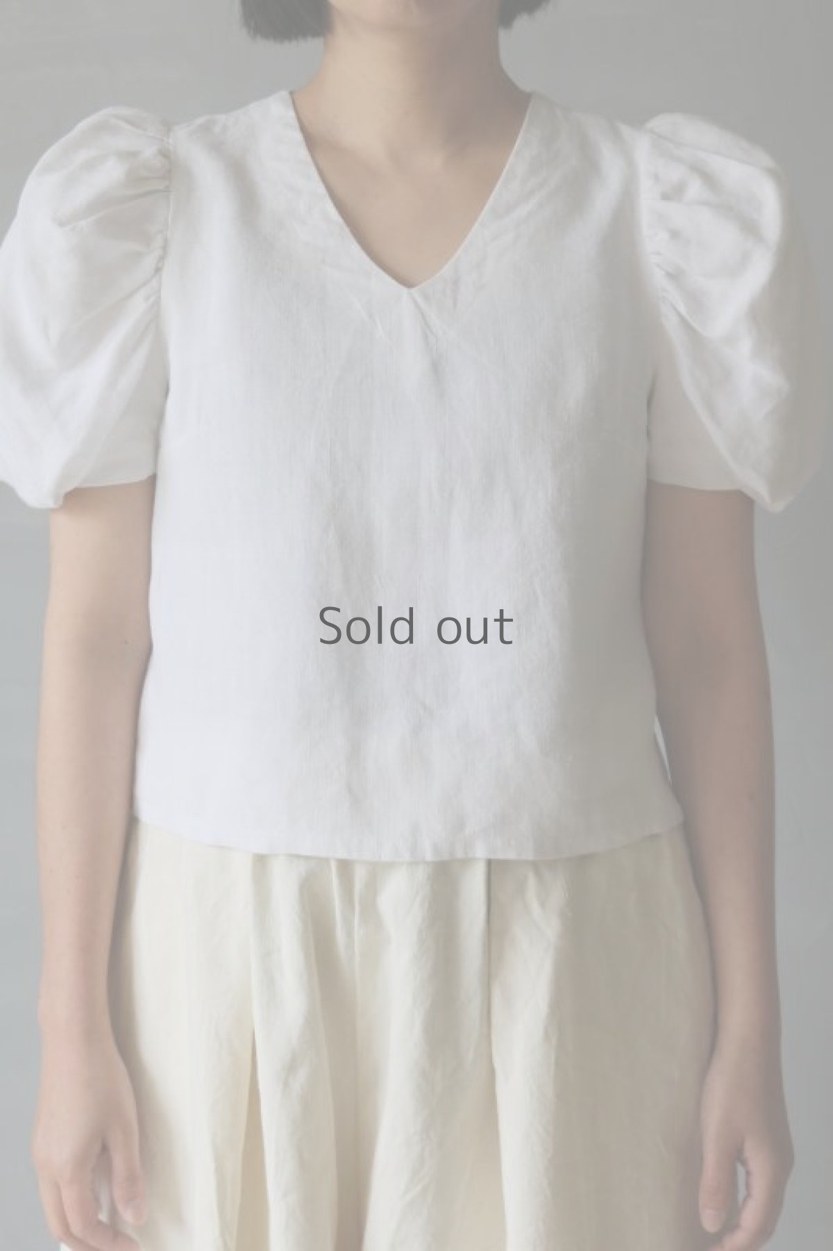 画像4: 【ササキチホ】アンティークリネン　パフスリーブ　プルオーバーブラウス（白） (4)