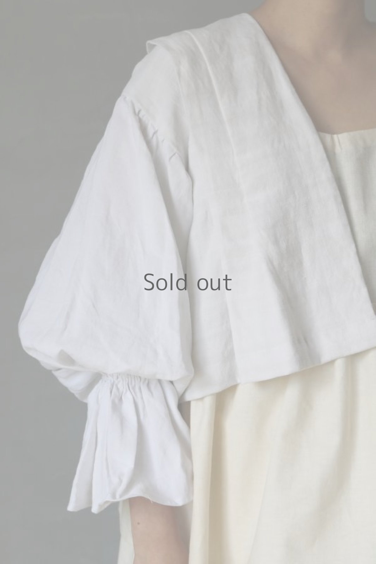 画像6: 【ササキチホ】アンティークリネン　肩衣  ピエロ袖（白） (6)