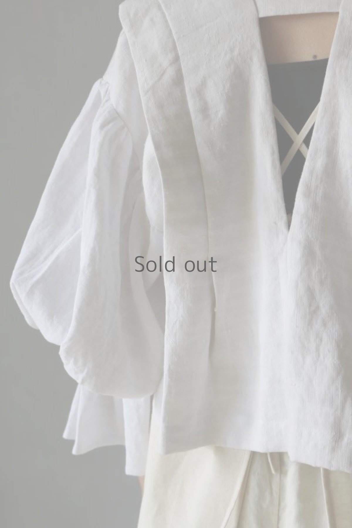 画像14: 【ササキチホ】アンティークリネン　肩衣  ピエロ袖（白） (14)