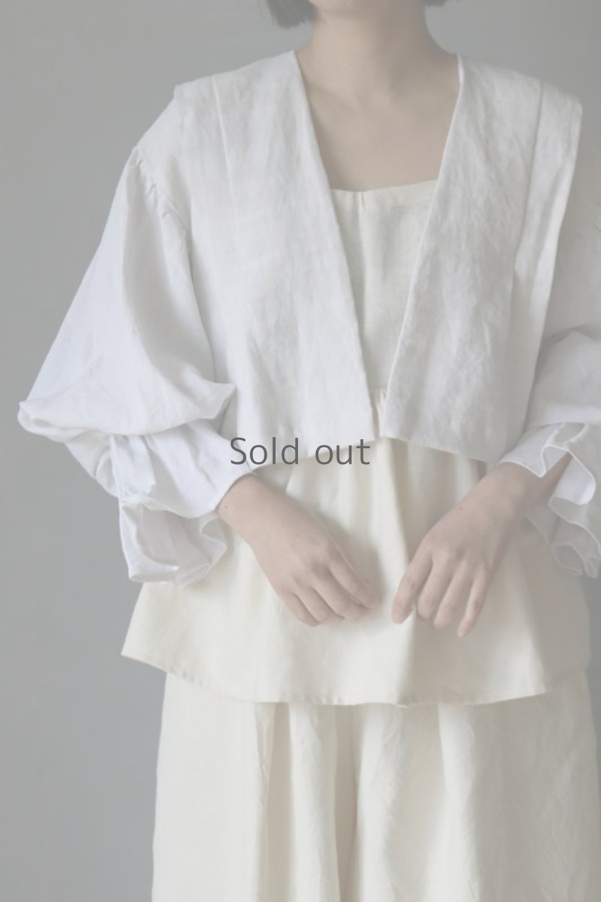 画像3: 【ササキチホ】アンティークリネン　肩衣  ピエロ袖（白） (3)