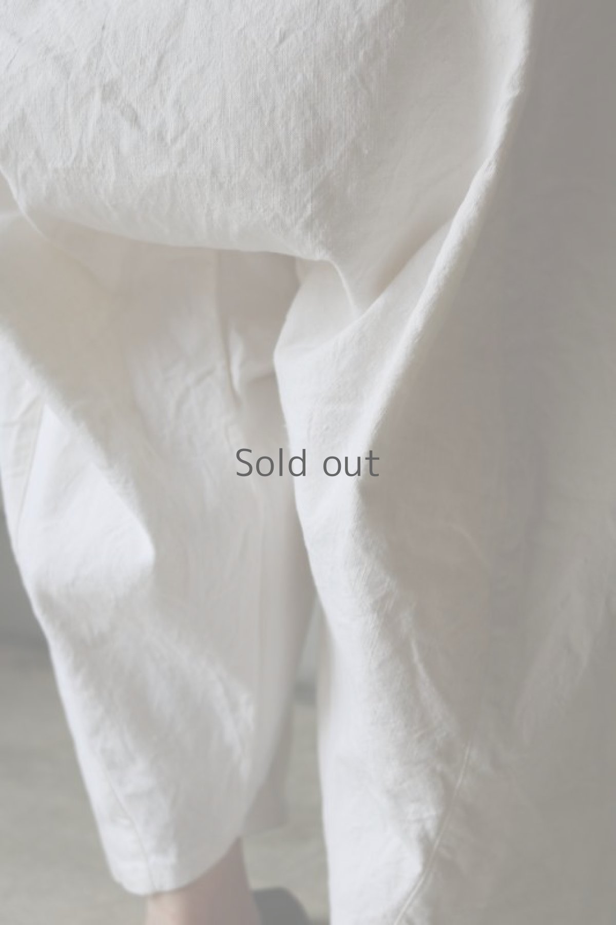 画像9: 【ササキチホ】アンティークリネン　サイドポケットギャザー　サルエルパンツ（白） (9)