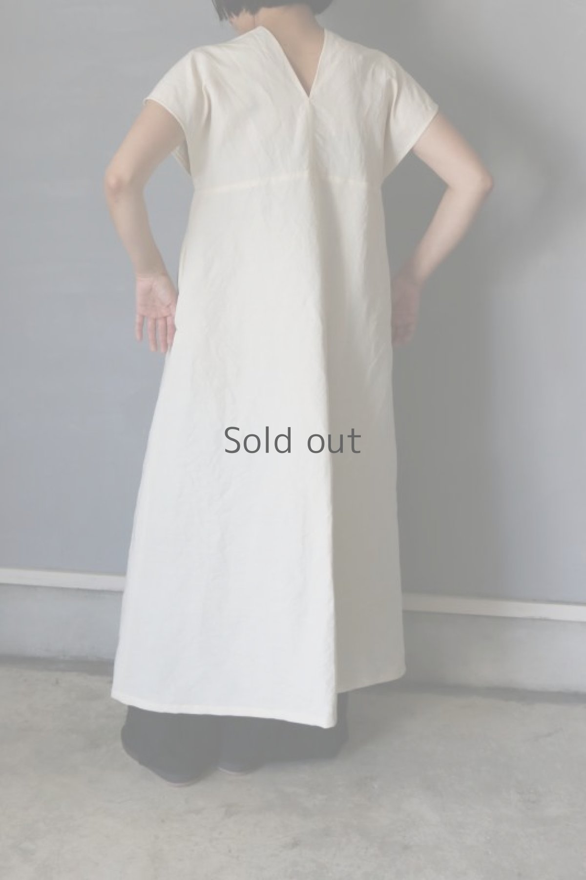 画像2: 【ササキチホ】カレンワンピース/コットンリネン　デッドストック（生成り） (2)