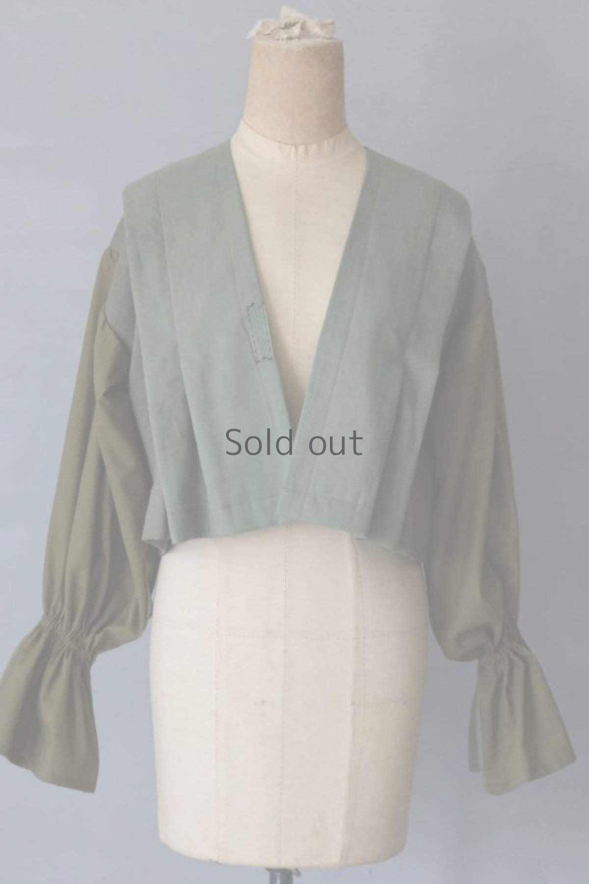 画像4: 【ササキチホ】古木綿　肩衣  ピエロ袖（みどりグラデーション） (4)