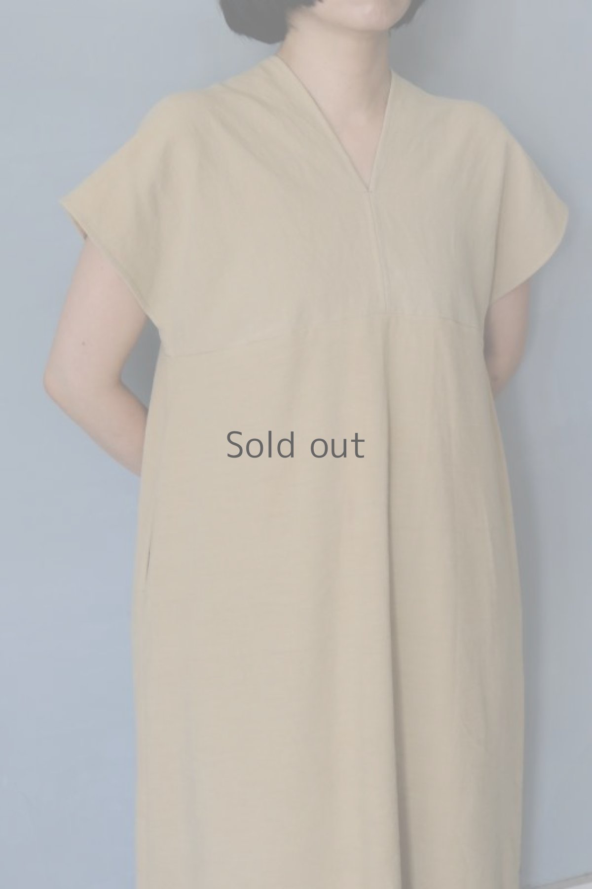 画像3: 【ササキチホ】カレンワンピース/ヴィンテージリネン×染（ベージュ） (3)