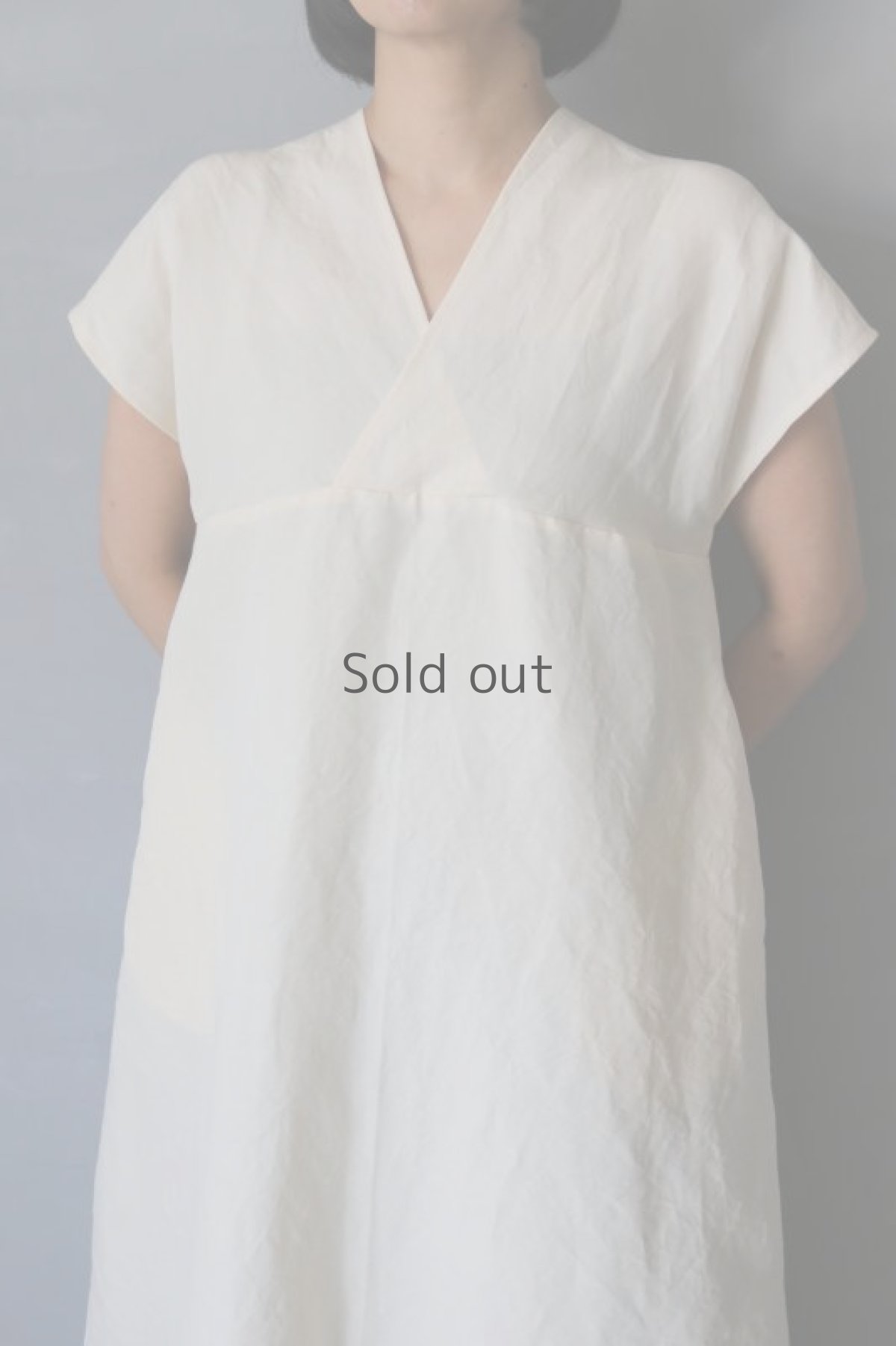 画像4: 【ササキチホ】カレンワンピース/コットンリネン　デッドストック（生成り） (4)