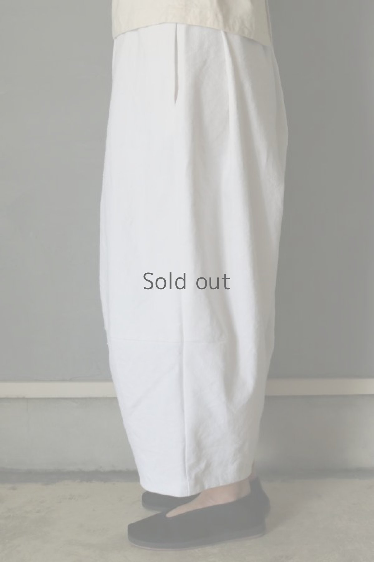 画像6: 【ササキチホ】アンティークリネン　切り替え　バレルパンツ（白） (6)