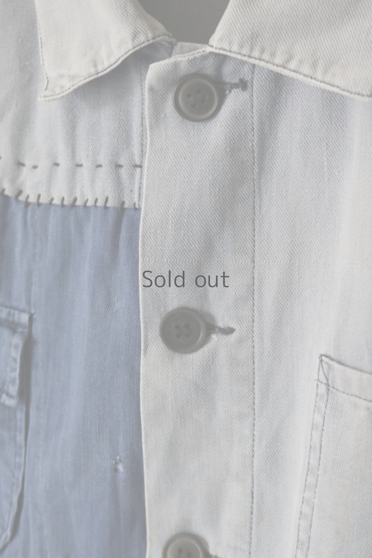 画像4: 【MITSUGU SASAKI】ビンテージリメイク パッチワーク ワークジャケット(ブルーグレー) (4)