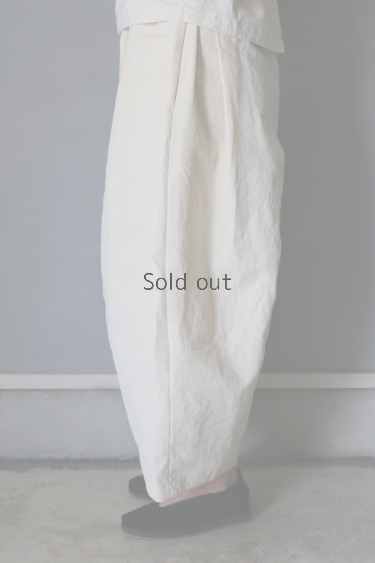 画像5: 【ササキチホ】アンティークリネン　切り替え　バレルパンツ（生成り） (5)