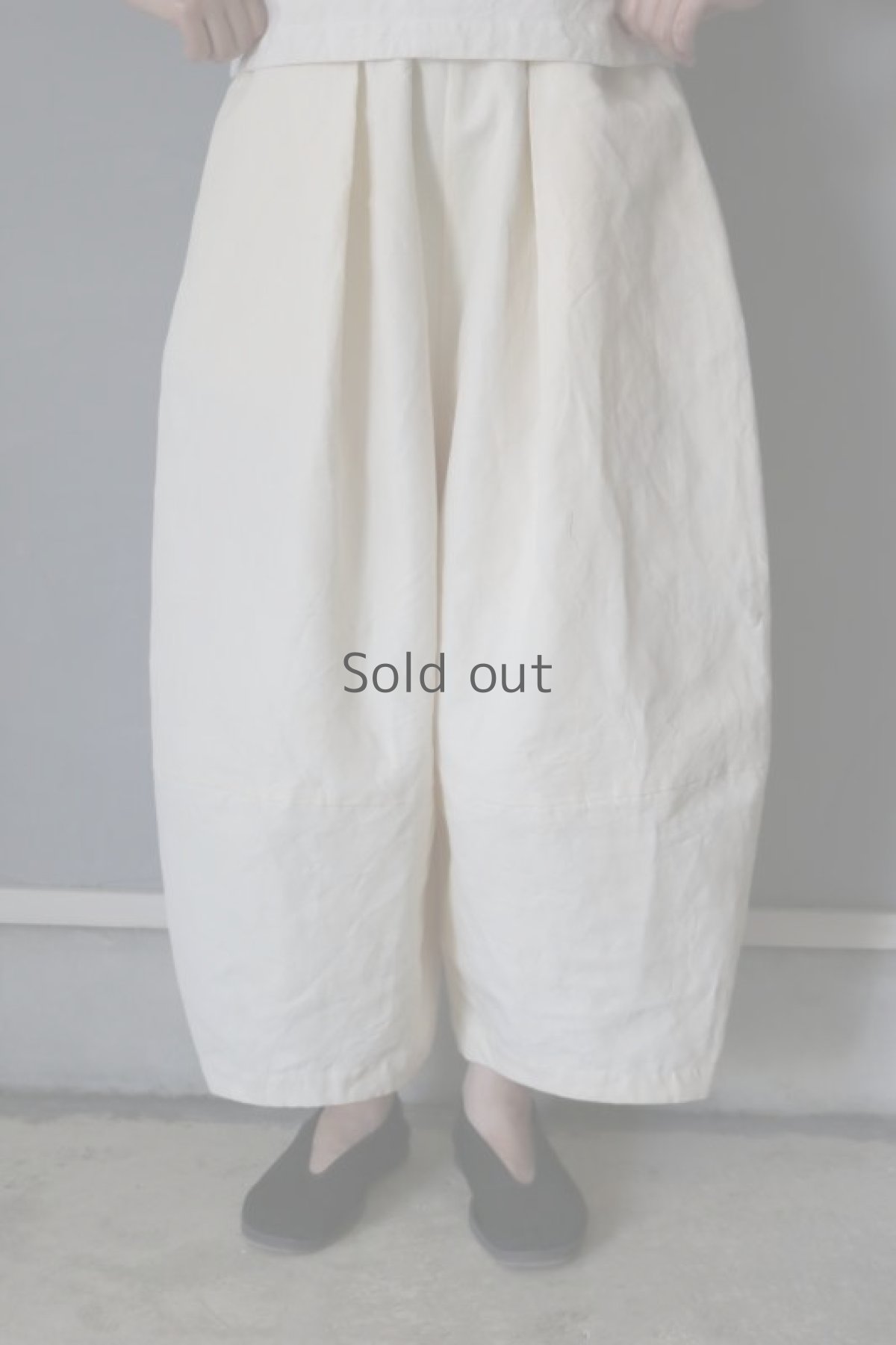 画像2: 【ササキチホ】アンティークリネン　切り替え　バレルパンツ（生成り） (2)