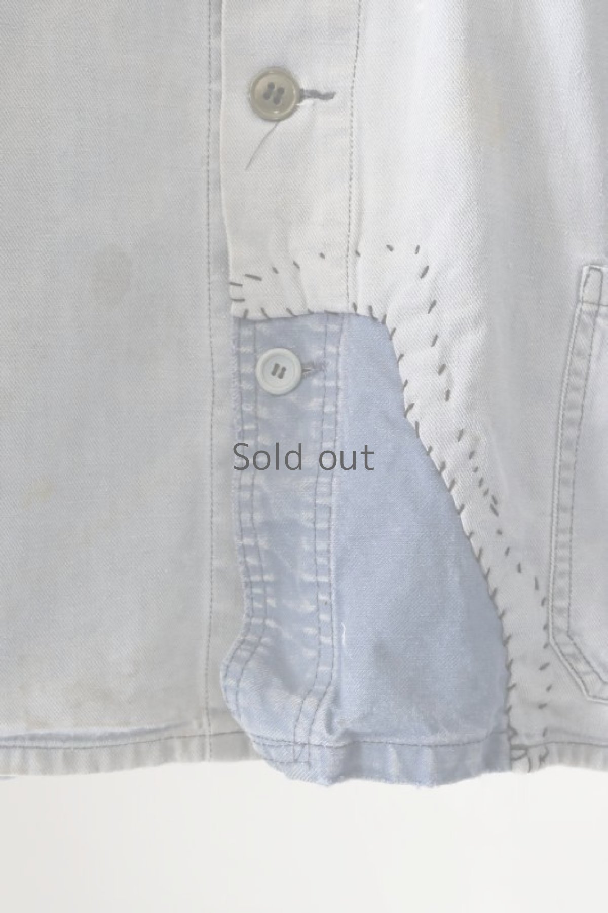 画像5: 【MITSUGU SASAKI】ビンテージリメイク パッチワーク ワークジャケット(ブルーグレー) (5)