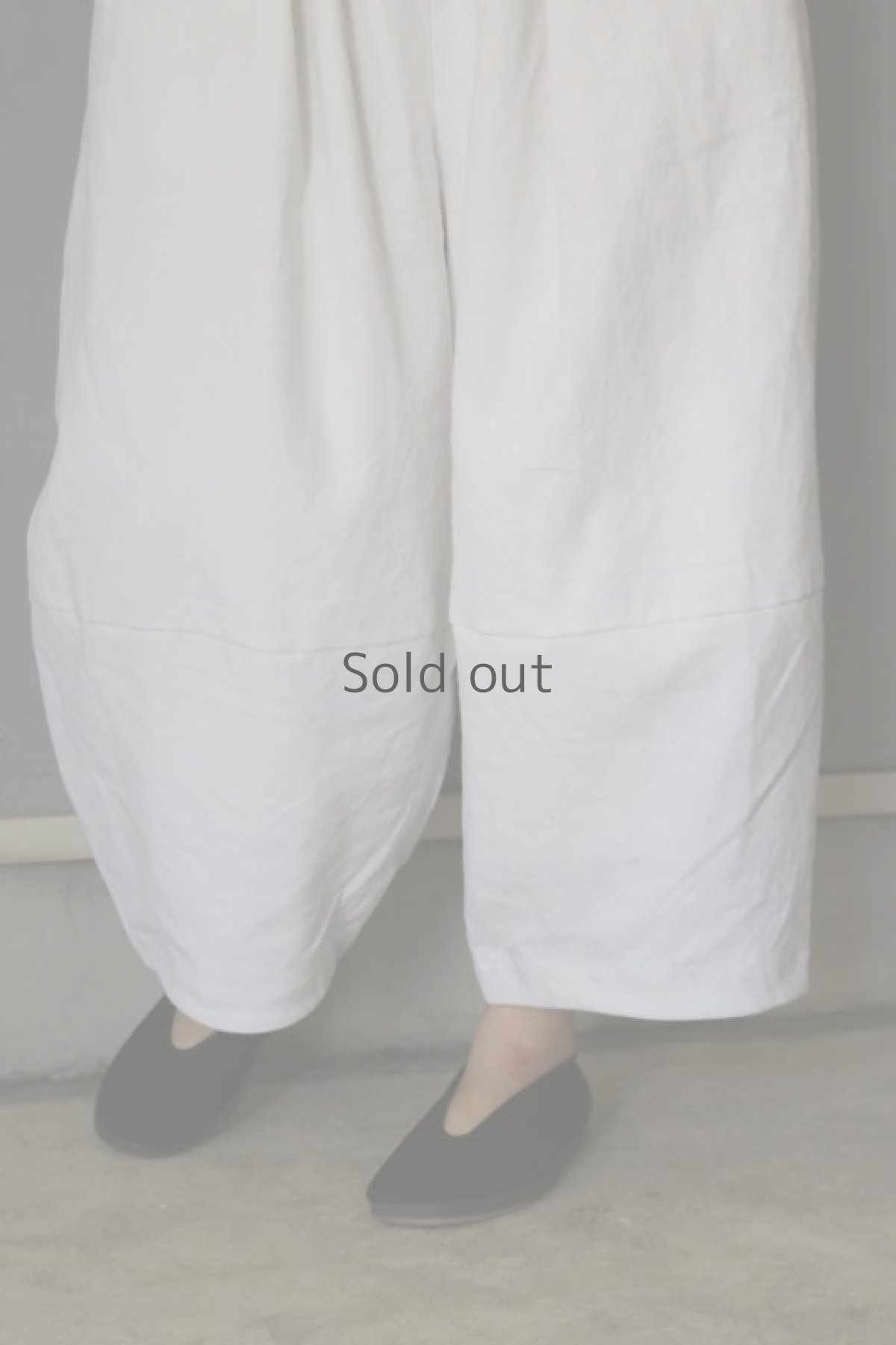 画像2: 【ササキチホ】アンティークリネン　切り替え　バレルパンツ（白） (2)