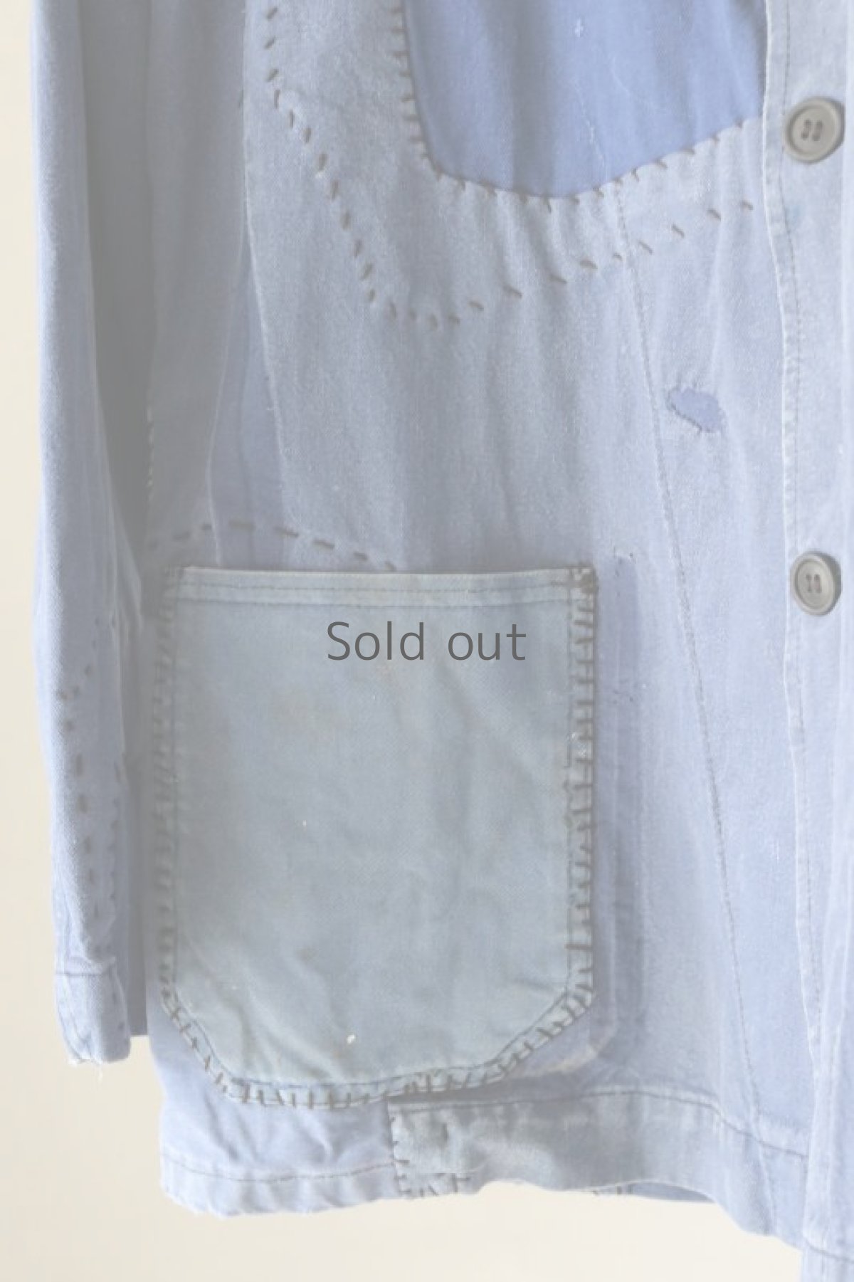 画像6: 【MITSUGU SASAKI】ビンテージリメイク パッチワーク イタリアンワークジャケット(ブルー) (6)