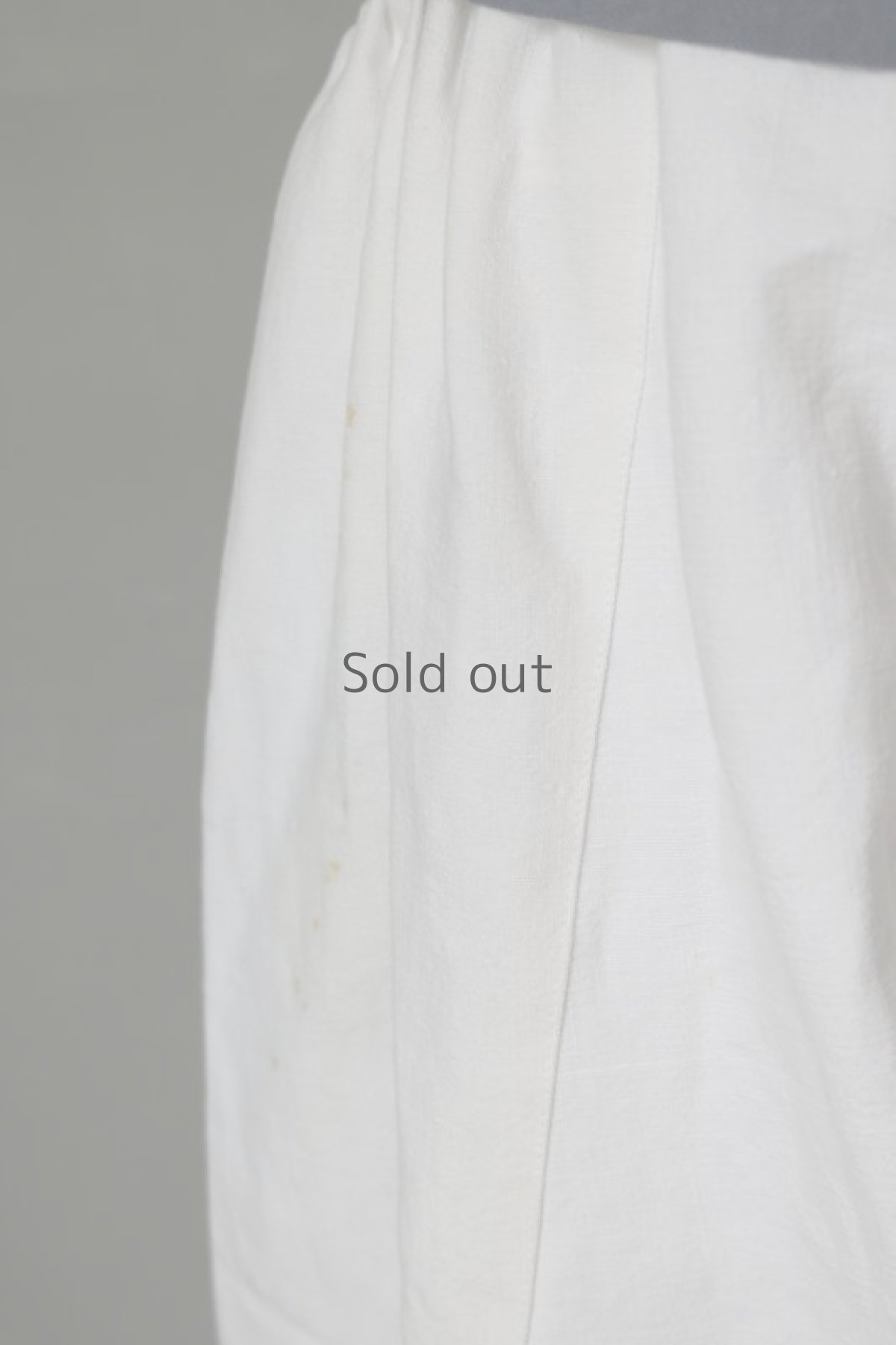 画像10: 【ササキチホ】アンティークリネン サイドポケットギャザー サルエルパンツ(白/汚れあり) (10)