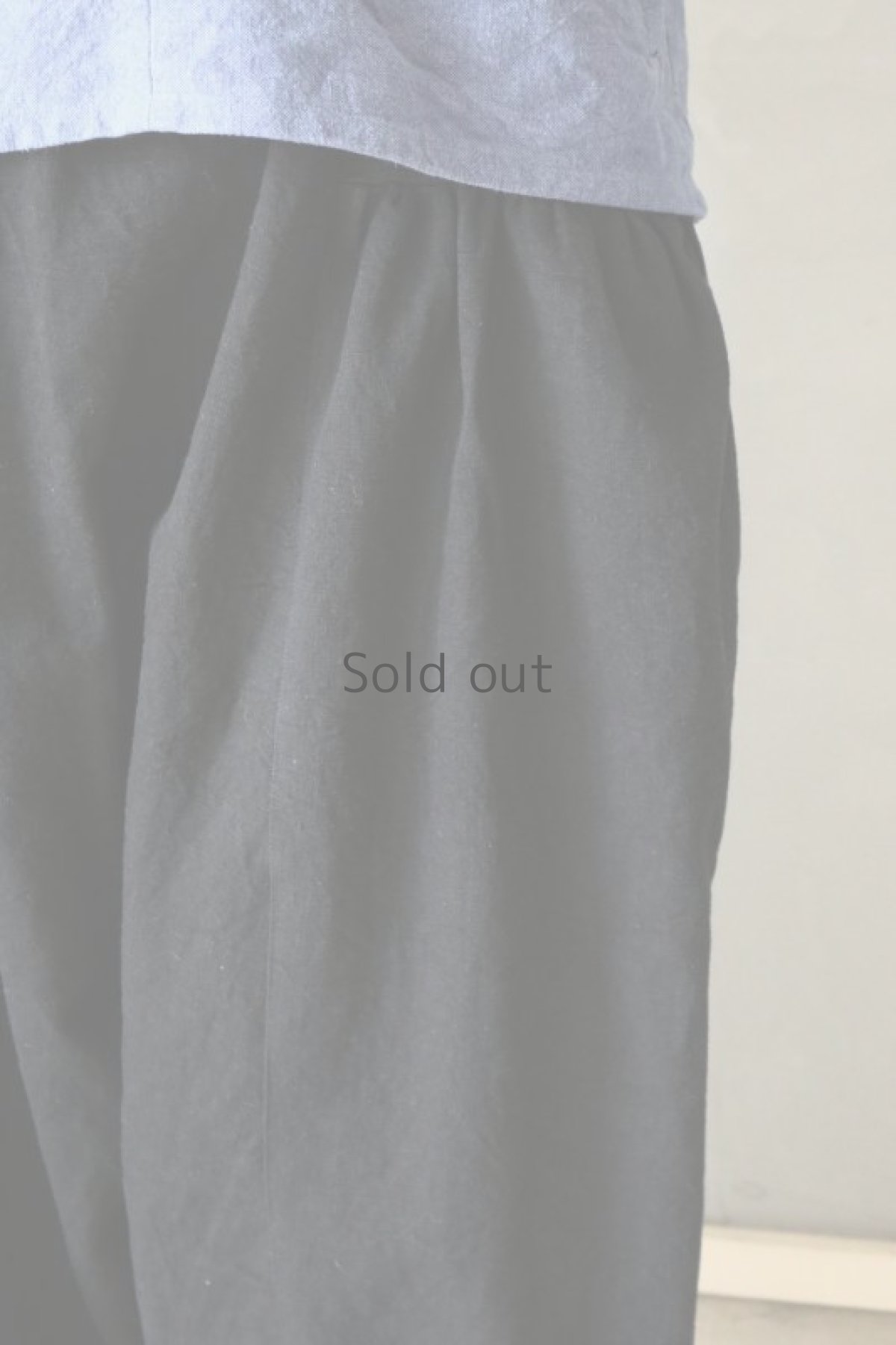 画像5: 【ササキチホ】ヴィンテージリネン×染　サイドポケットギャザー　サルエルパンツ（黒） (5)