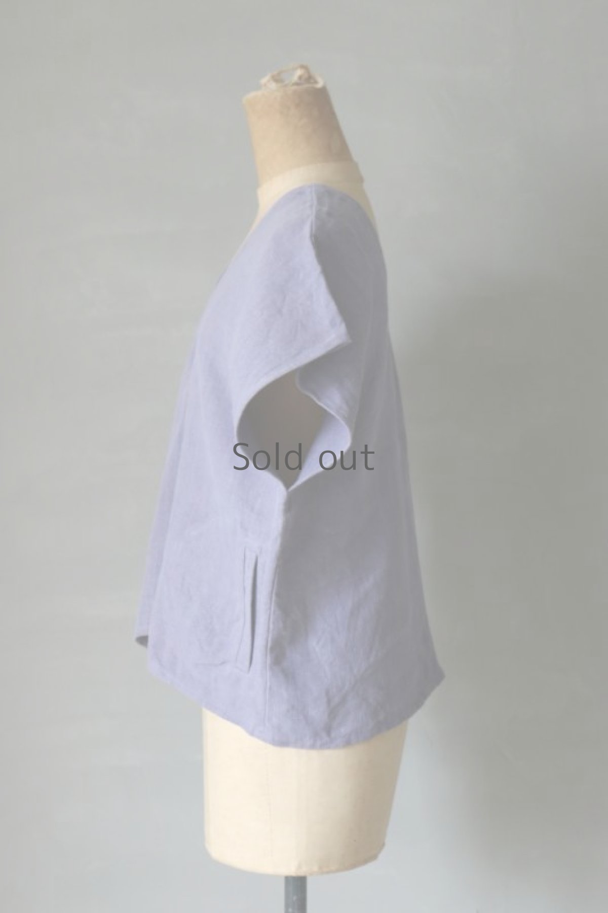 画像6: 【ササキチホ】アンティークリネン×染 カレンシャツ ショート丈（薄紫） (6)