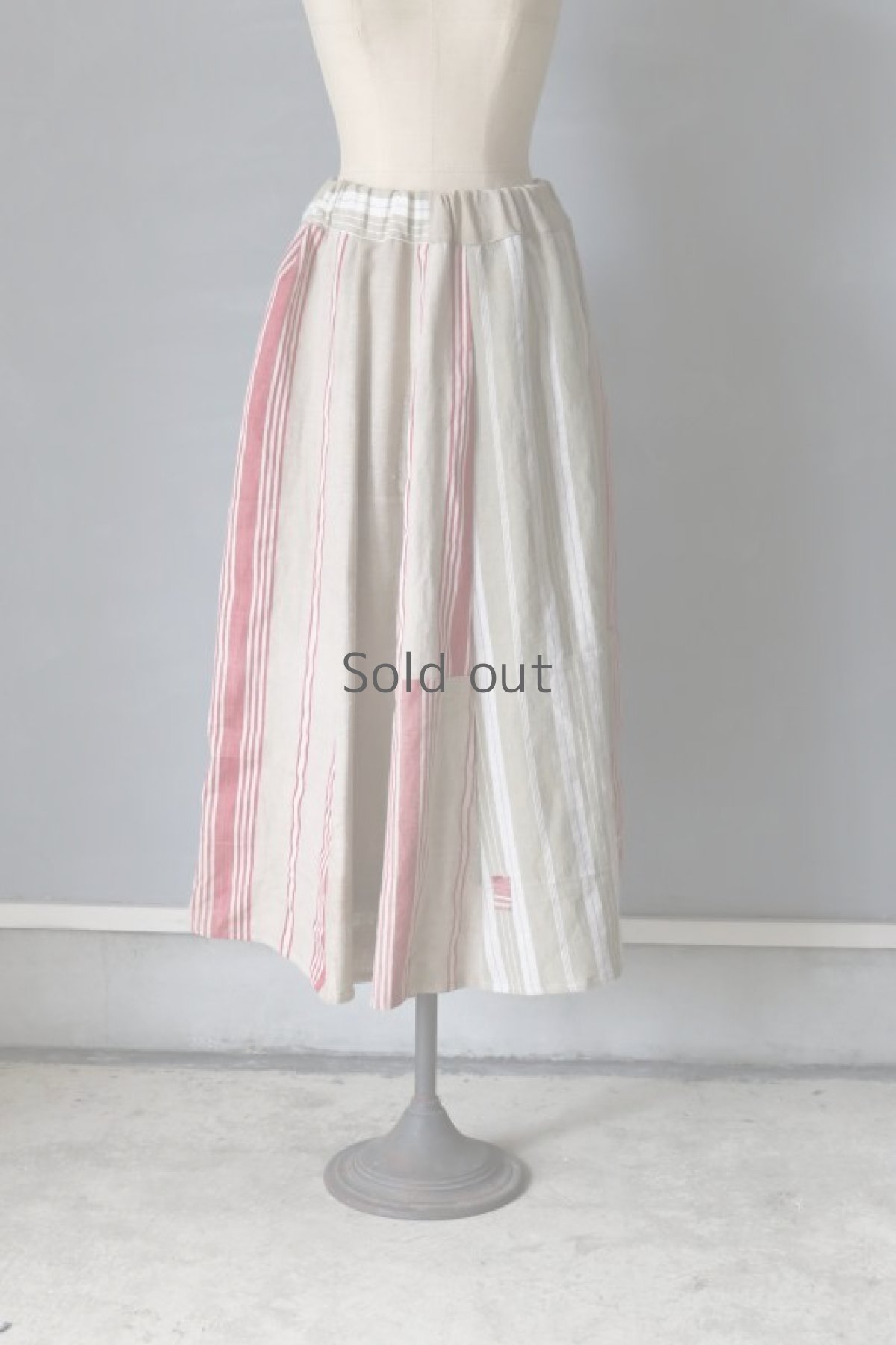 画像2: 【ササキチホ】ティッキングファブリック　ロングギャザースカート (2)