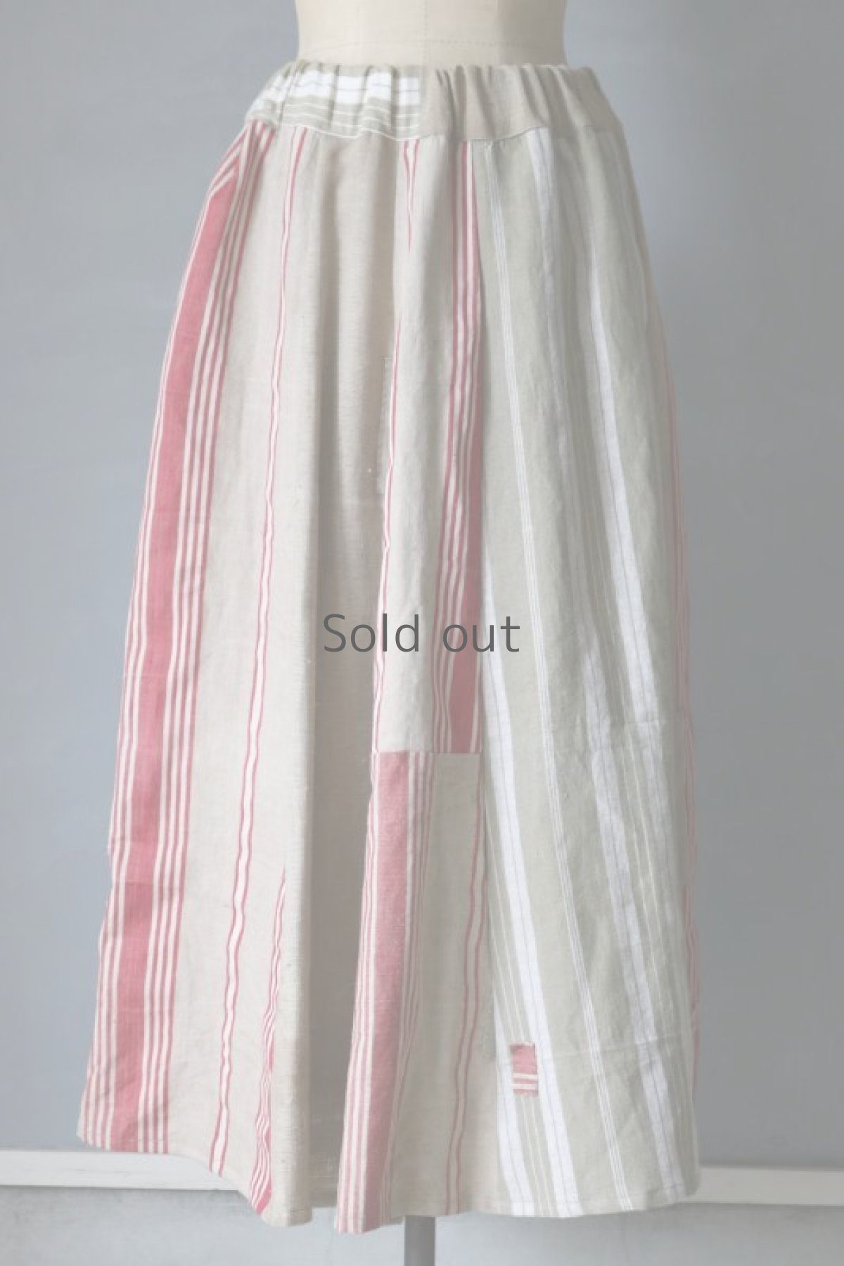 画像4: 【ササキチホ】ティッキングファブリック　ロングギャザースカート (4)