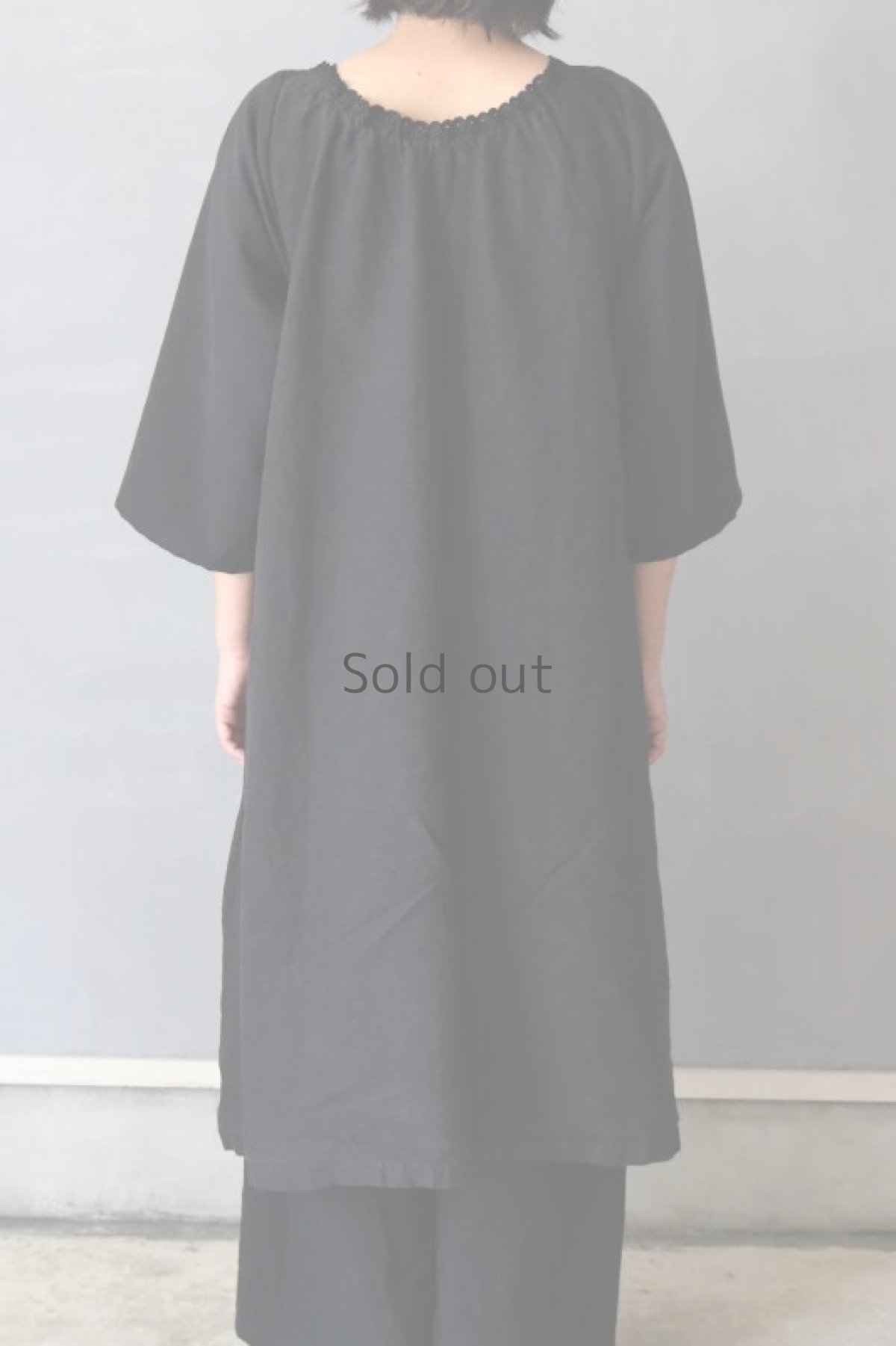 画像7: 【古着リメイク】アンティークリネン　七分袖　ナイトドレス（黒） (7)