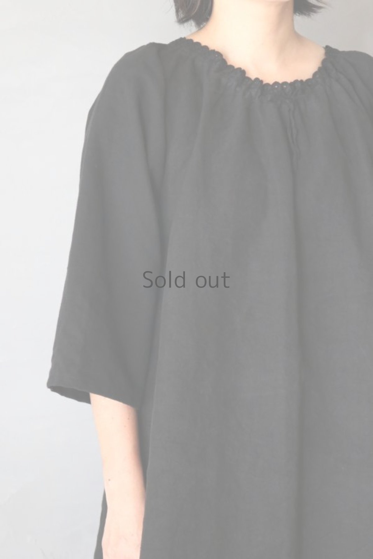 画像3: 【古着リメイク】アンティークリネン　七分袖　ナイトドレス（黒） (3)