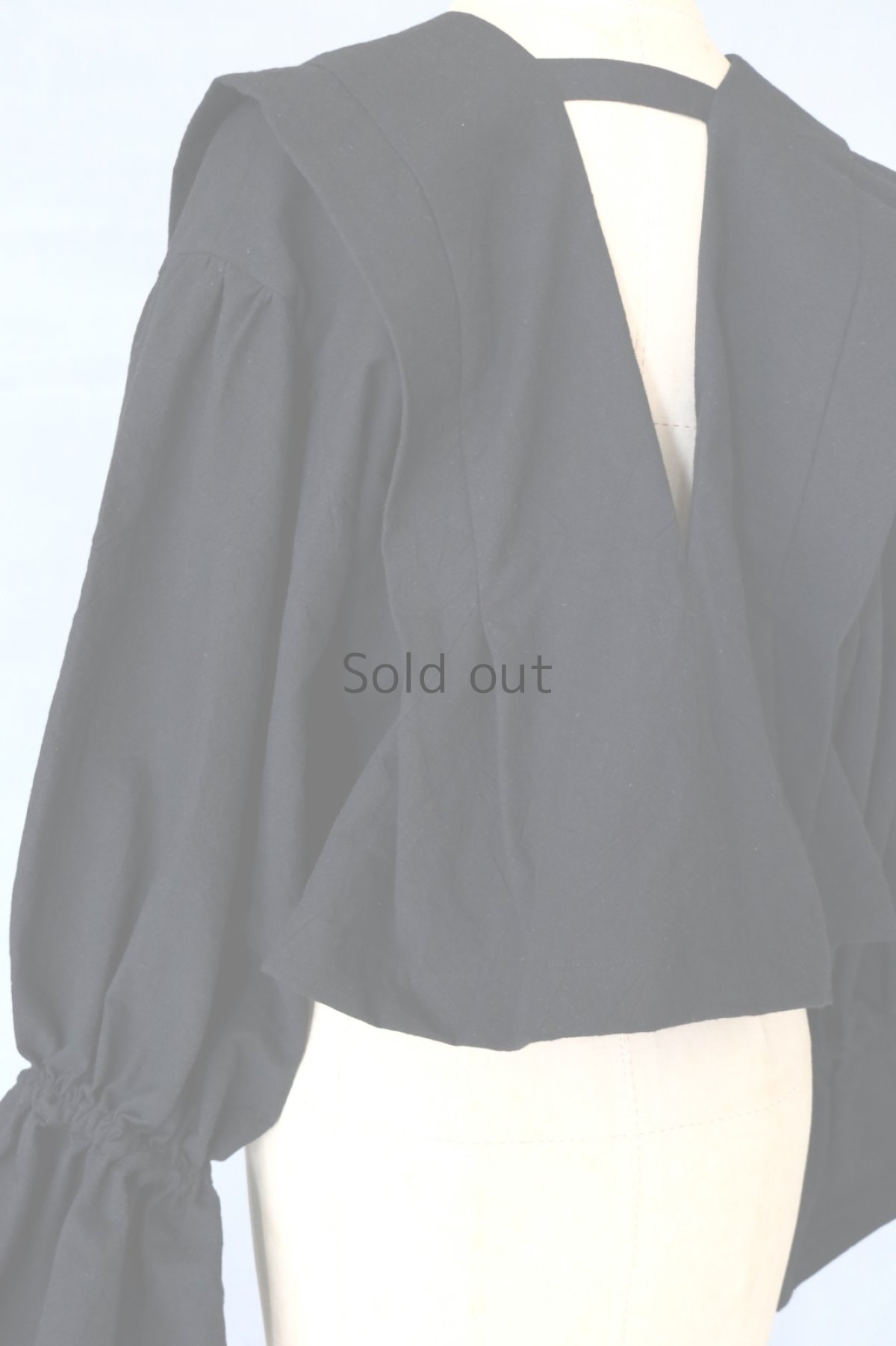 画像10: 【ササキチホ】ヴィンテージリネン×染　肩衣  ピエロ袖（黒） (10)