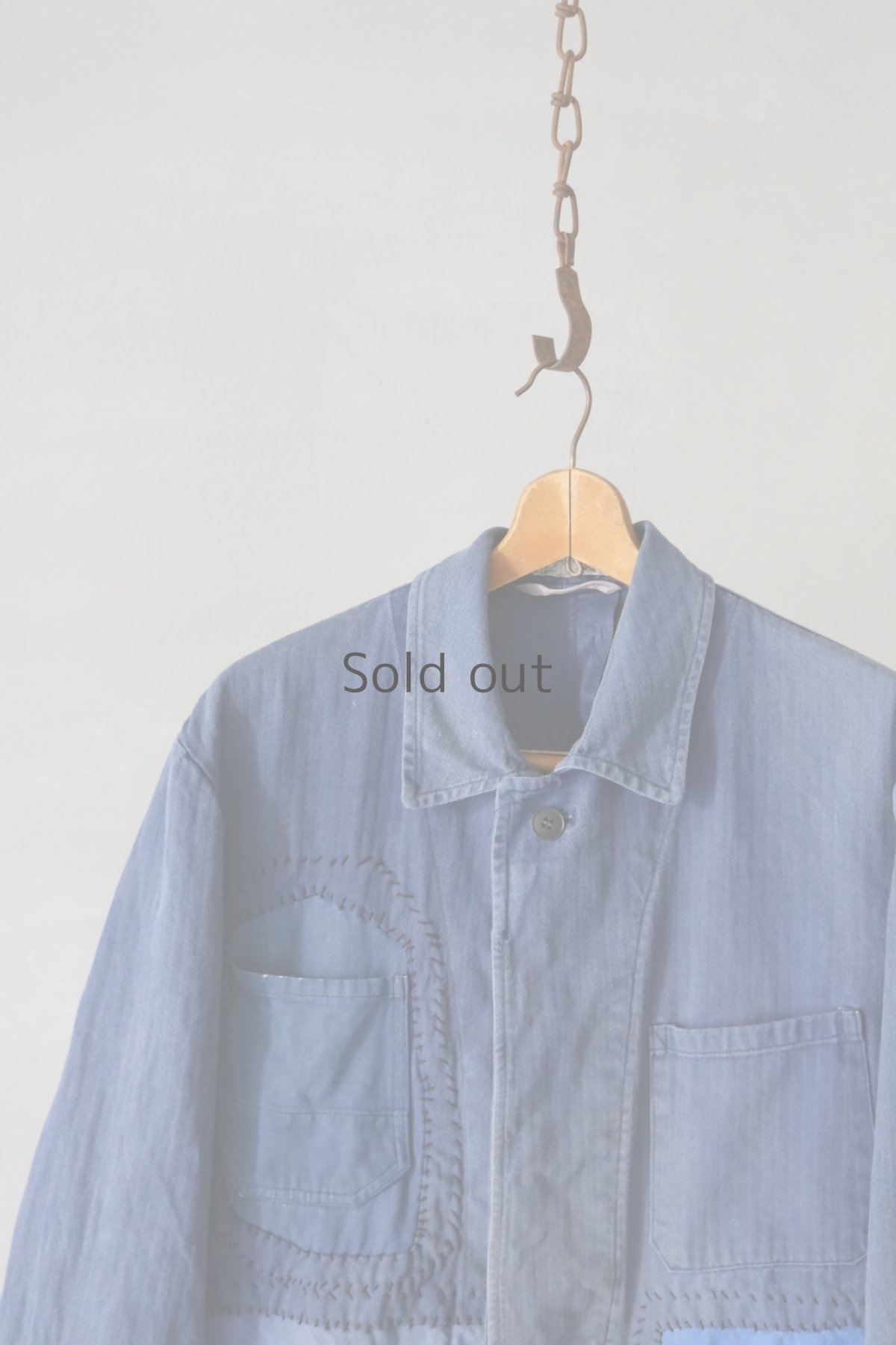 画像3: 【MITSUGU SASAKI】ビンテージリメイク パッチワーク HBTワークジャケット(比翼) (3)