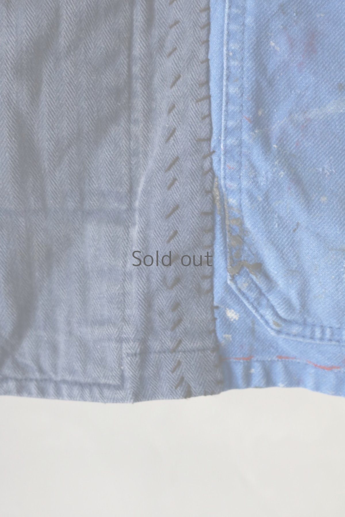 画像8: 【MITSUGU SASAKI】ビンテージリメイク パッチワーク HBTワークジャケット(比翼) (8)