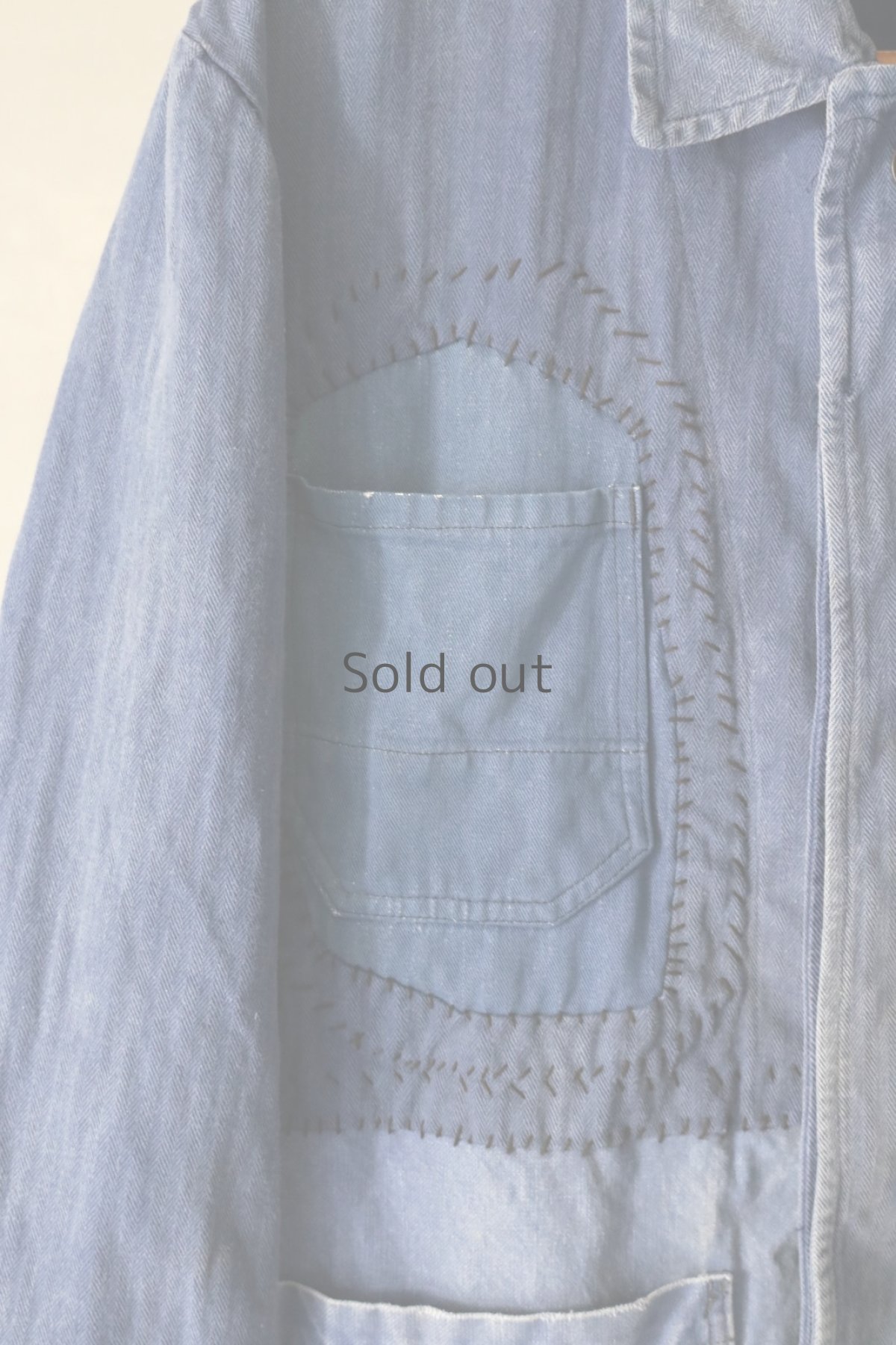 画像4: 【MITSUGU SASAKI】ビンテージリメイク パッチワーク HBTワークジャケット(比翼) (4)