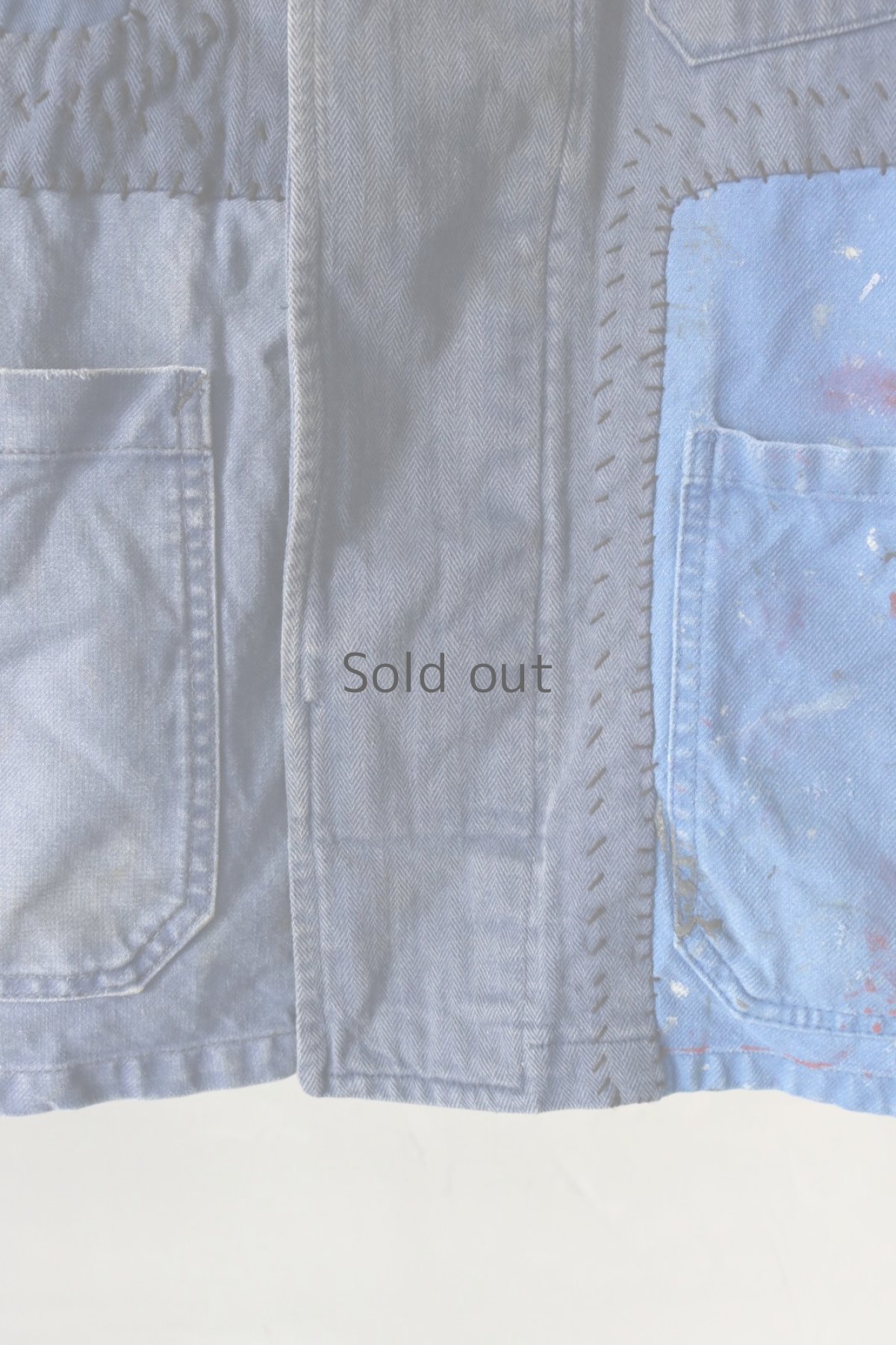 画像5: 【MITSUGU SASAKI】ビンテージリメイク パッチワーク HBTワークジャケット(比翼) (5)