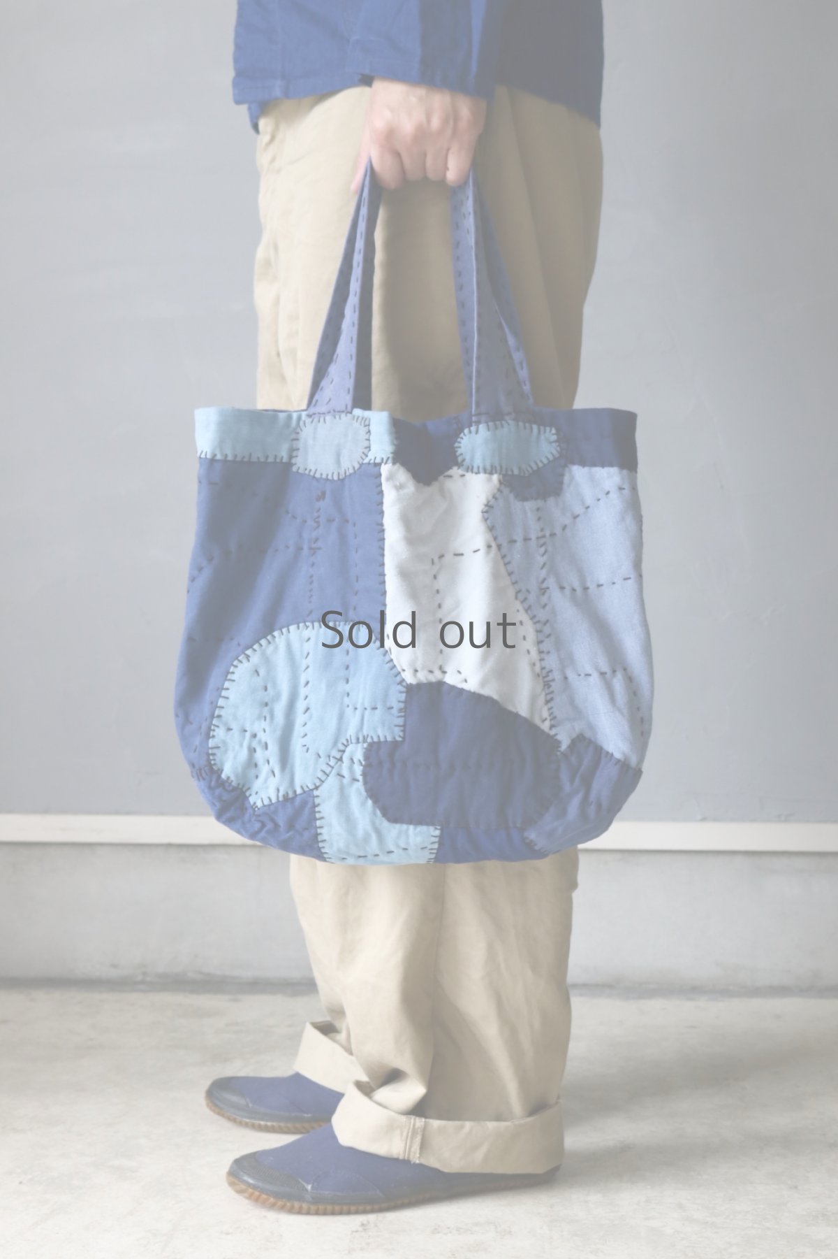 画像15: 【MITSUGU SASAKI】ビンテージリメイク　ユーロワークのパッチワーク　トートバッグ (15)