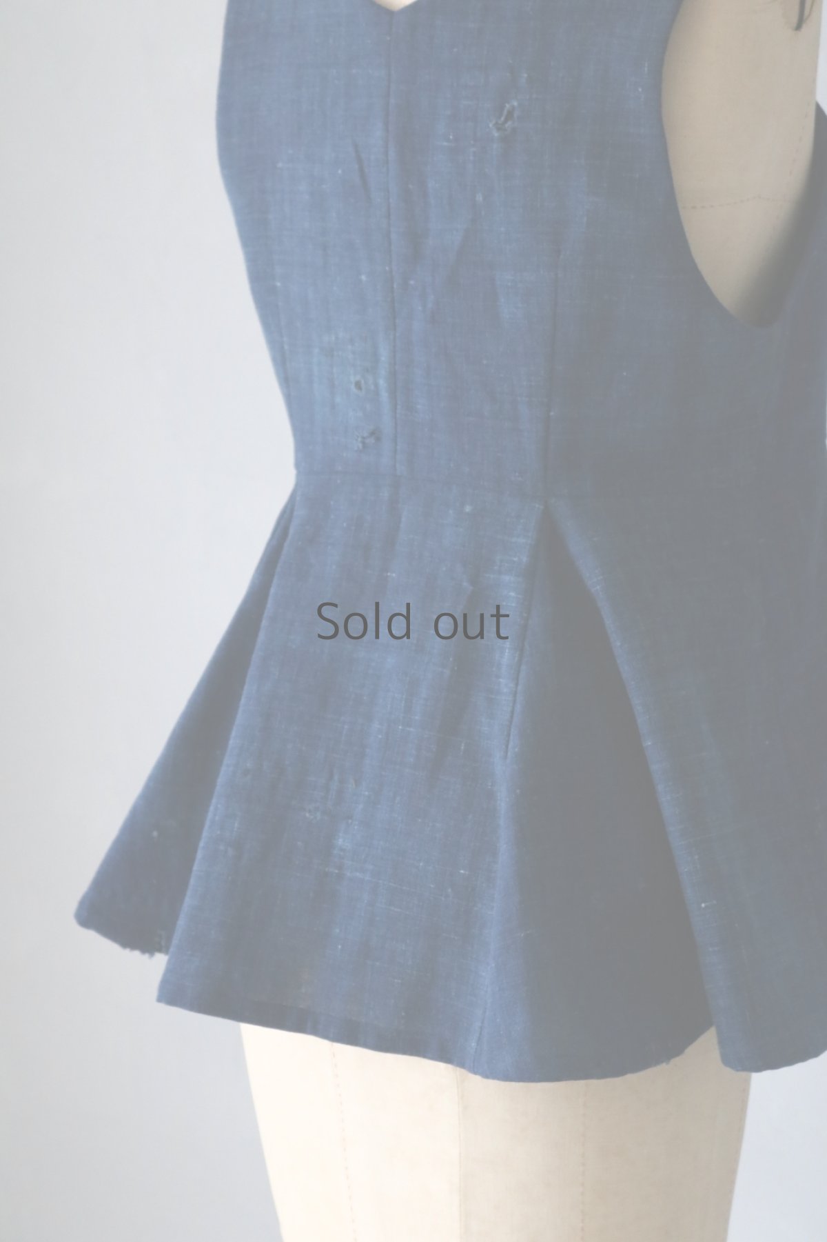 画像11: 【ササキチホ】藍染古綿　パッチワーク　ノースリーブ　ヘプラムトップス (11)