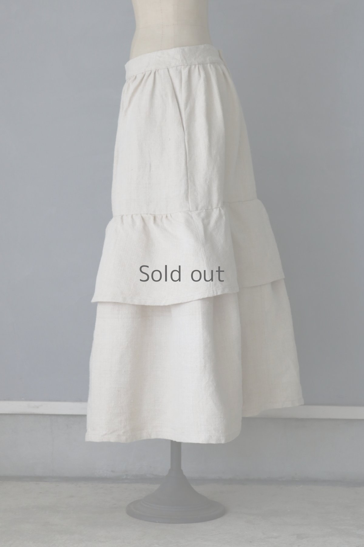 画像6: 【ササキチホ】アンティークリネン　ティアードスカート（生成り） (6)