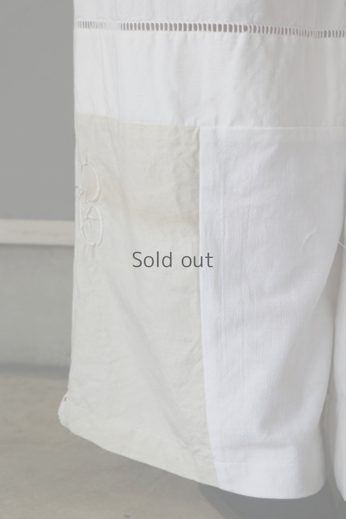 画像14: 【ササキチホ】アンティークリネン　ツギハギワイドパンツ（白） (14)