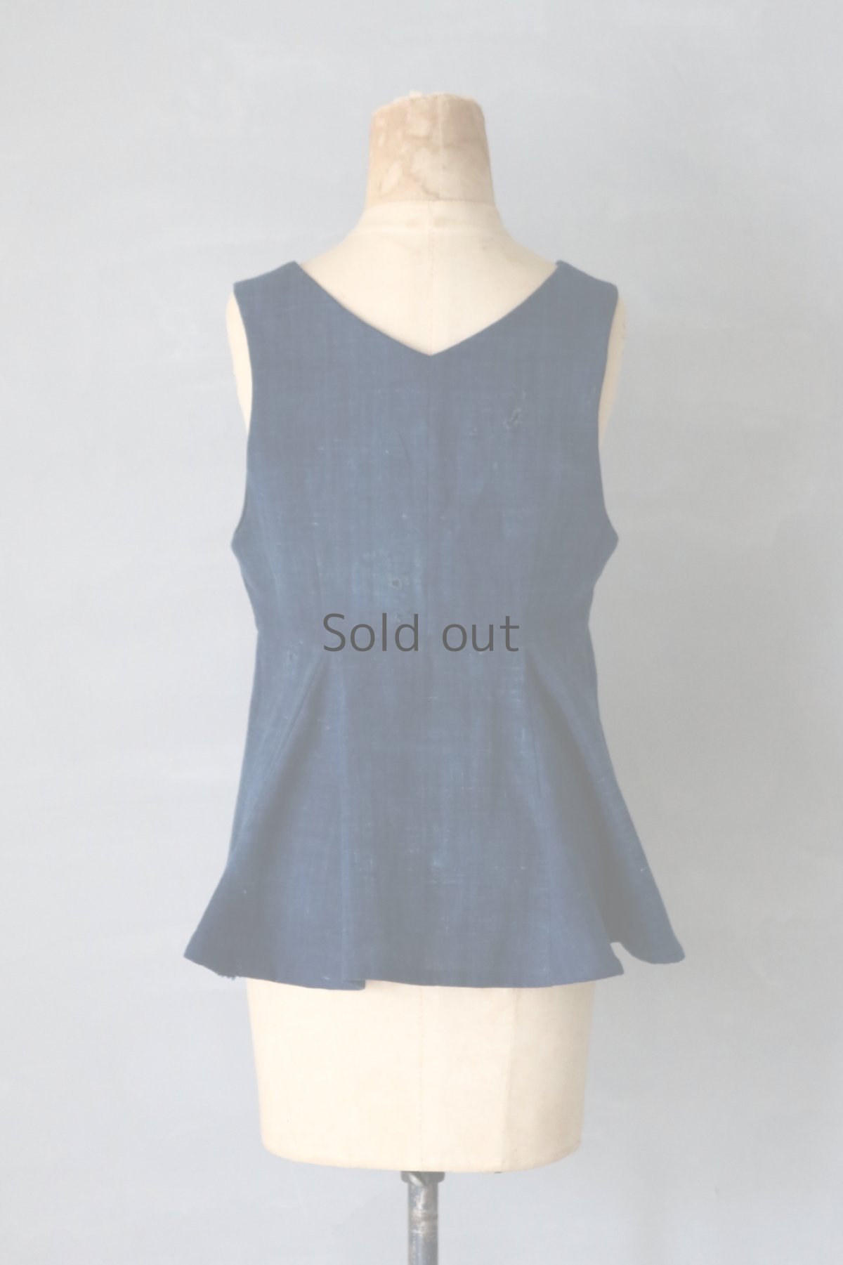 画像10: 【ササキチホ】藍染古綿　パッチワーク　ノースリーブ　ヘプラムトップス (10)