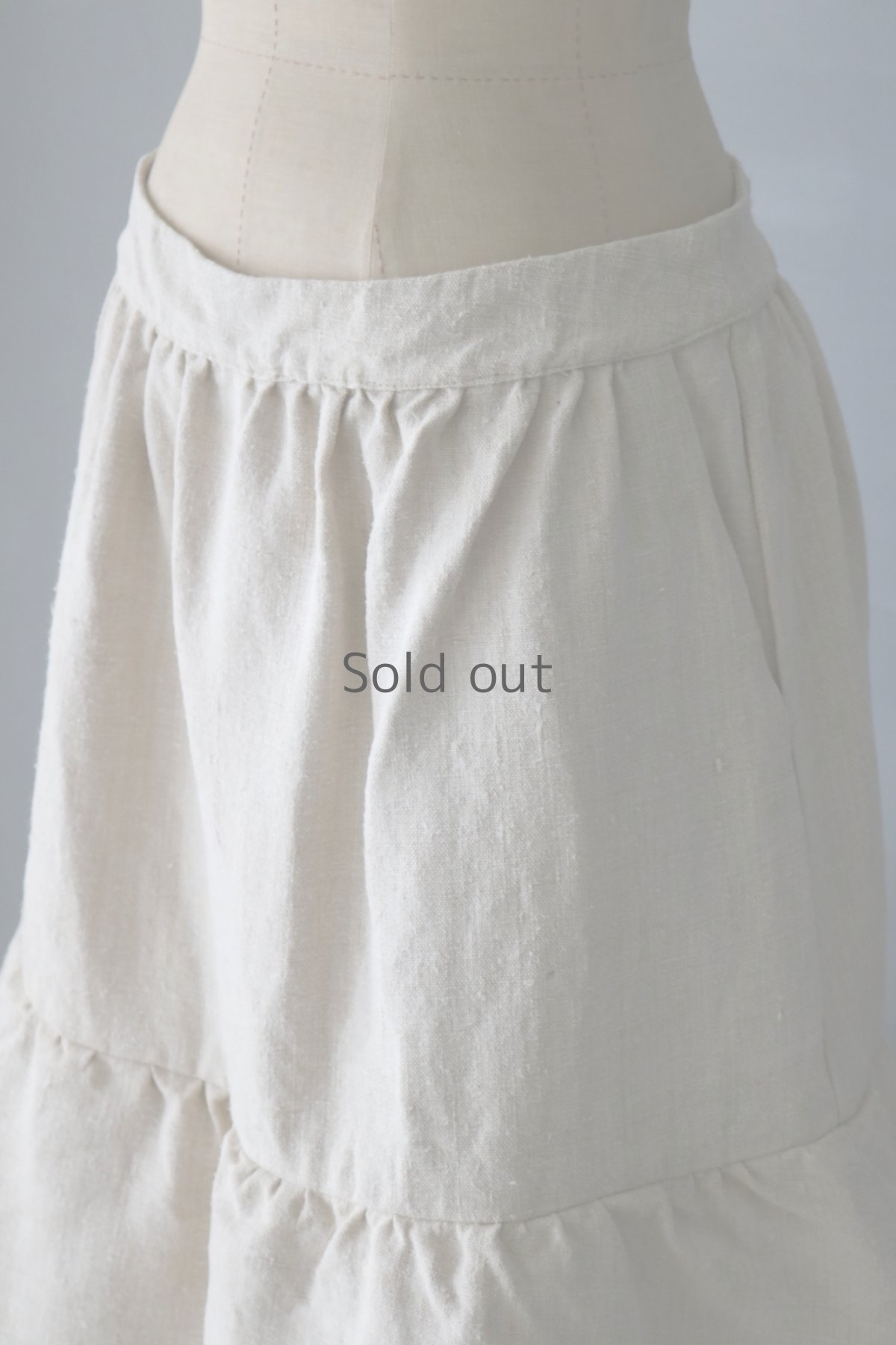 画像4: 【ササキチホ】アンティークリネン　ティアードスカート（生成り） (4)