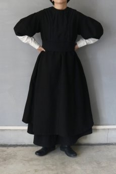 画像3: 【ササキチホ】ヴィンテージリネン×染　コクーン袖　5/S　Vネックワンピース（黒） (3)