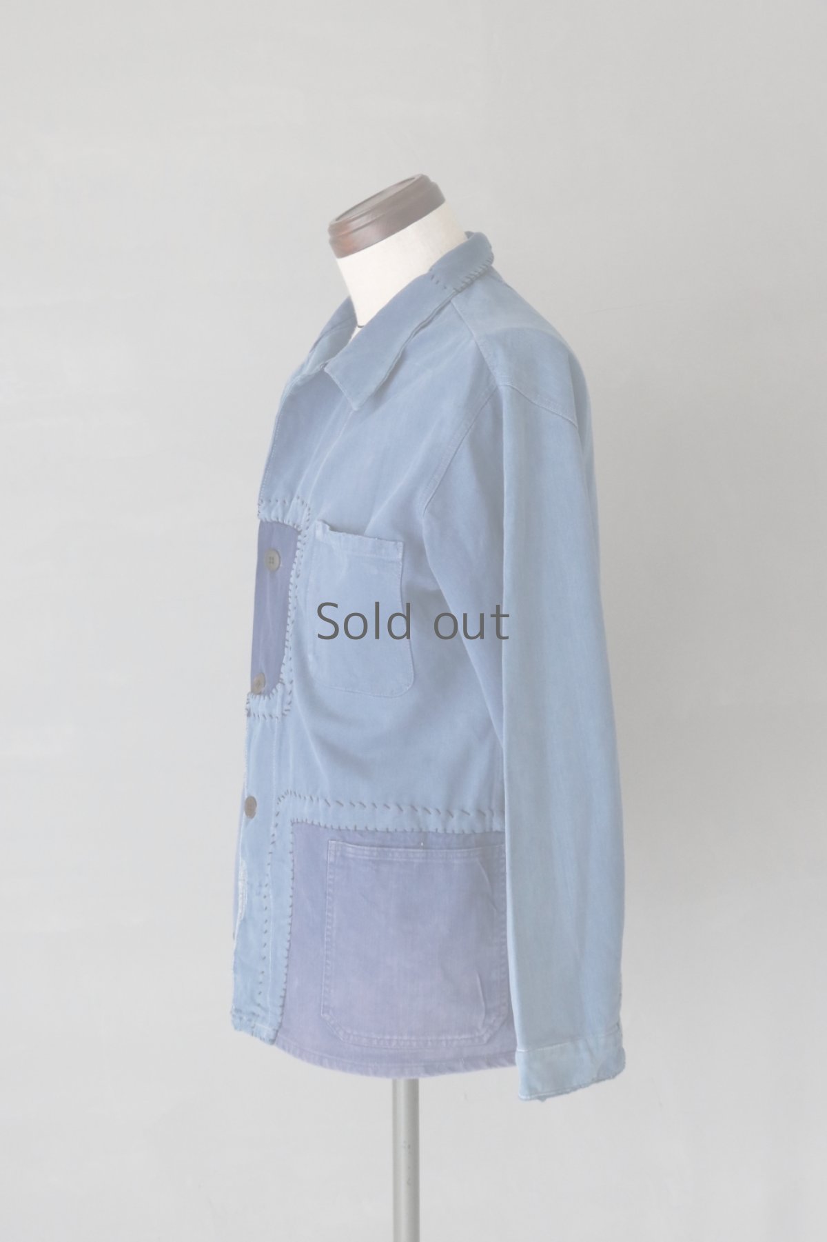 画像9: 【MITSUGU SASAKI】ビンテージリメイク パッチワーク ワークジャケット(ノッチドラペル) (9)