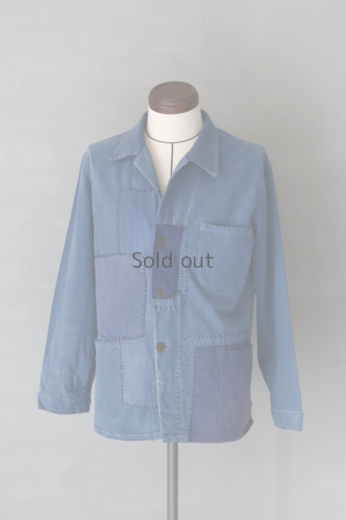 画像2: 【MITSUGU SASAKI】ビンテージリメイク パッチワーク ワークジャケット(ノッチドラペル) (2)