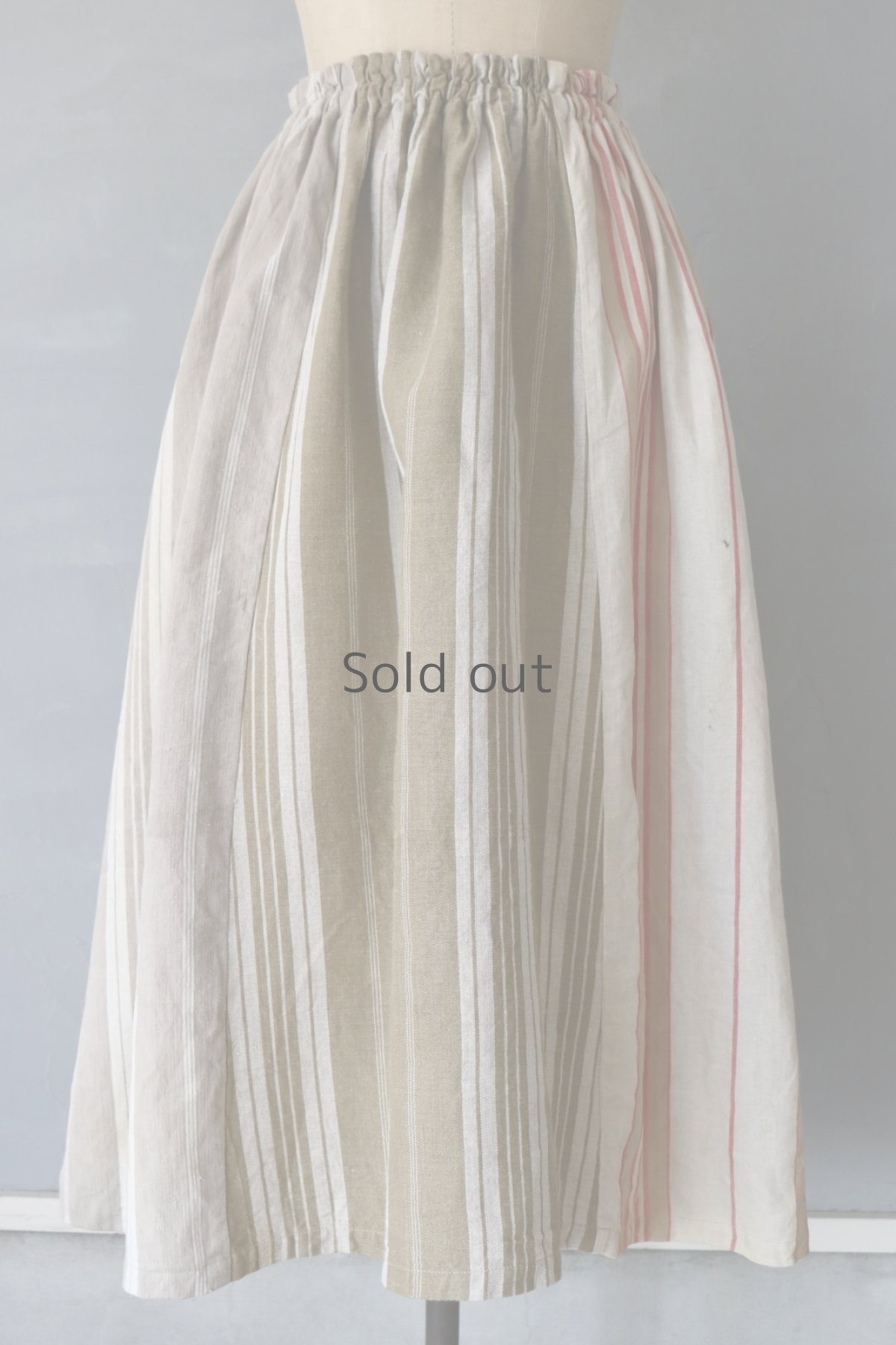 画像2: 【ササキチホ】ティッキングファブリック　ロングギャザースカート(B) (2)