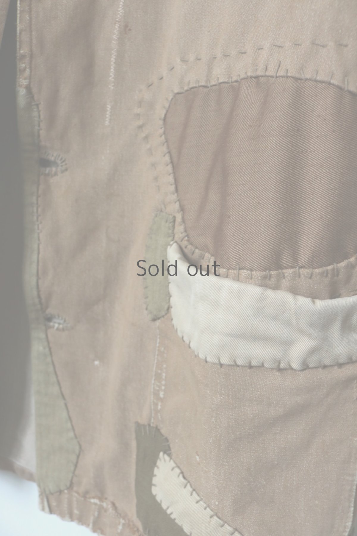 画像5: 【MITSUGU SASAKI】ビンテージリメイク パッチワーク ブラウンワークジャケット(ノッチドラペル) (5)