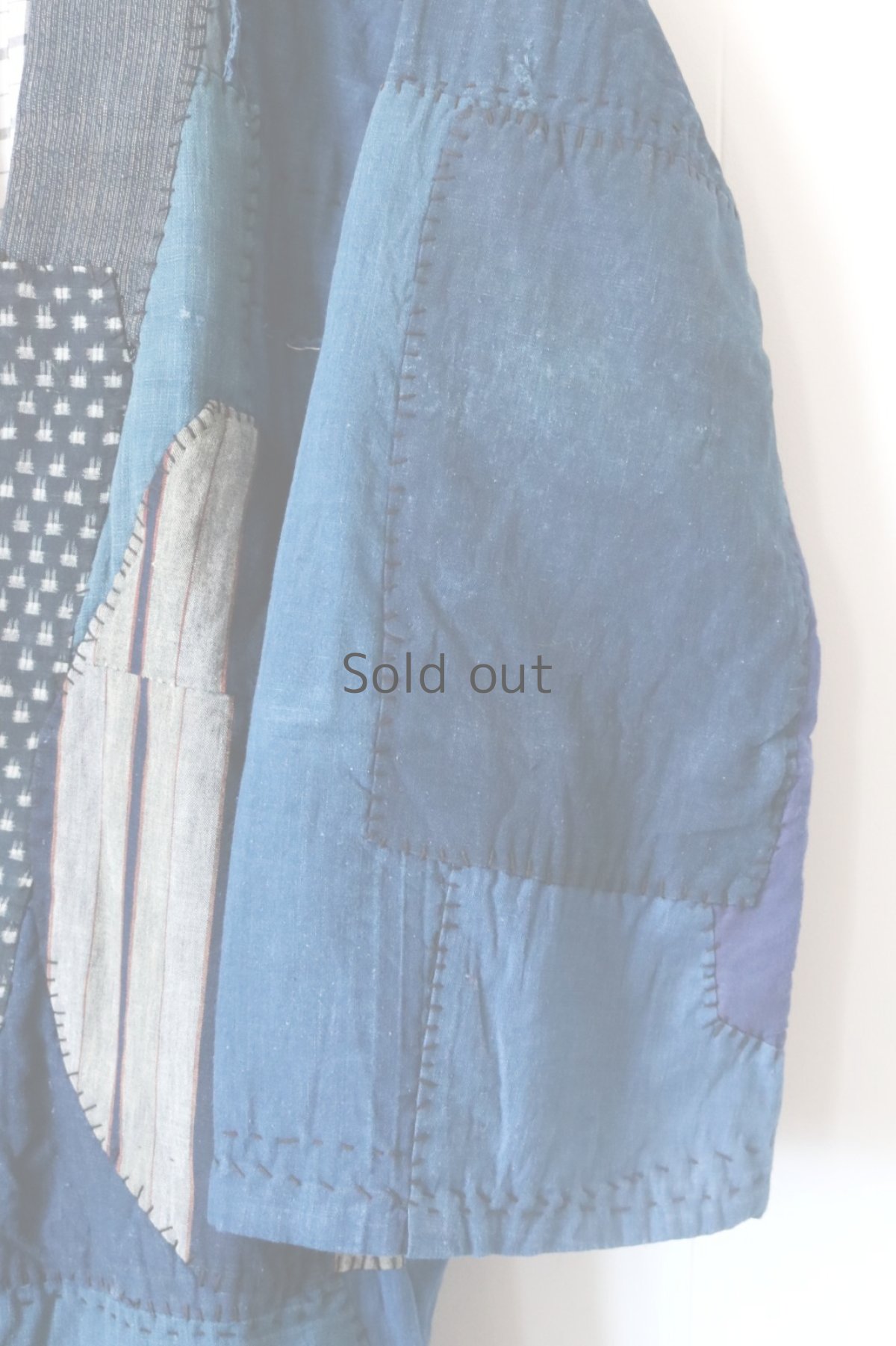 画像12: 【MITSUGU SASAKI】藍染古布　キモノコート（内側は格子柄） (12)