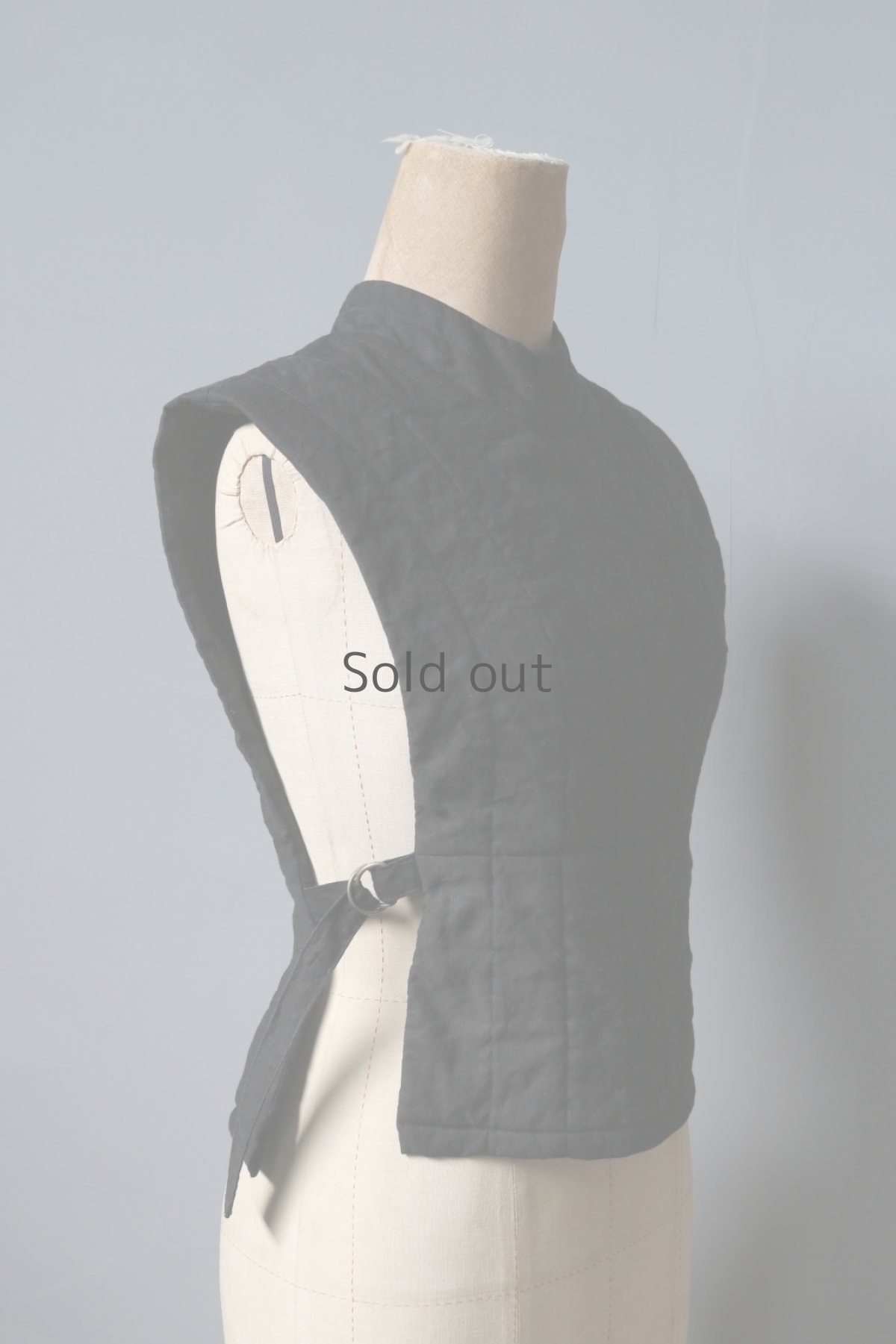 画像3: 【ササキチホ】デッドストック　コットンリネン×染　バスティオンベスト　(黒) (3)