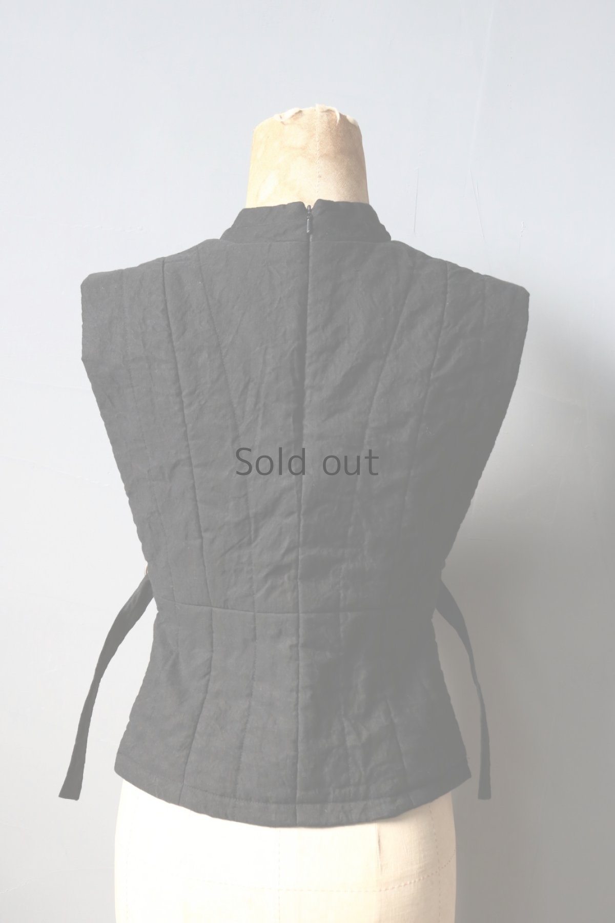 画像5: 【ササキチホ】デッドストック　コットンリネン×染　バスティオンベスト　(黒) (5)