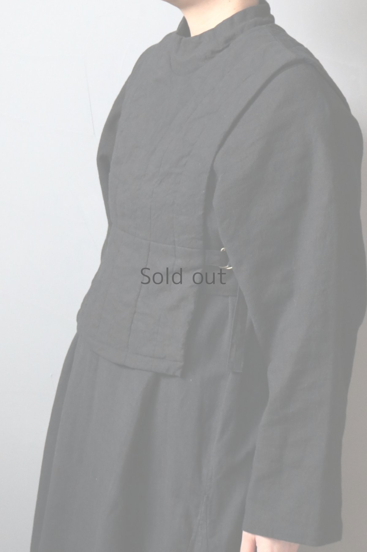 画像10: 【ササキチホ】デッドストック　コットンリネン×染　バスティオンベスト　(黒) (10)